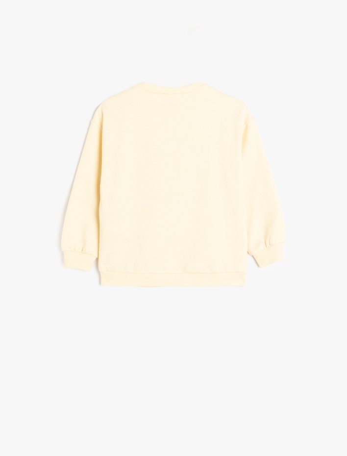 Kız Bebek Slogan Baskılı Bisiklet Yaka Uzun Kollu Pamuklu Sweatshirt