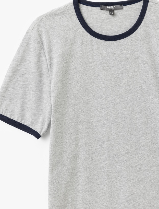 Bisiklet Yaka Kısa Kollu Pamuklu Biyeli Slim Fit Tişört_2