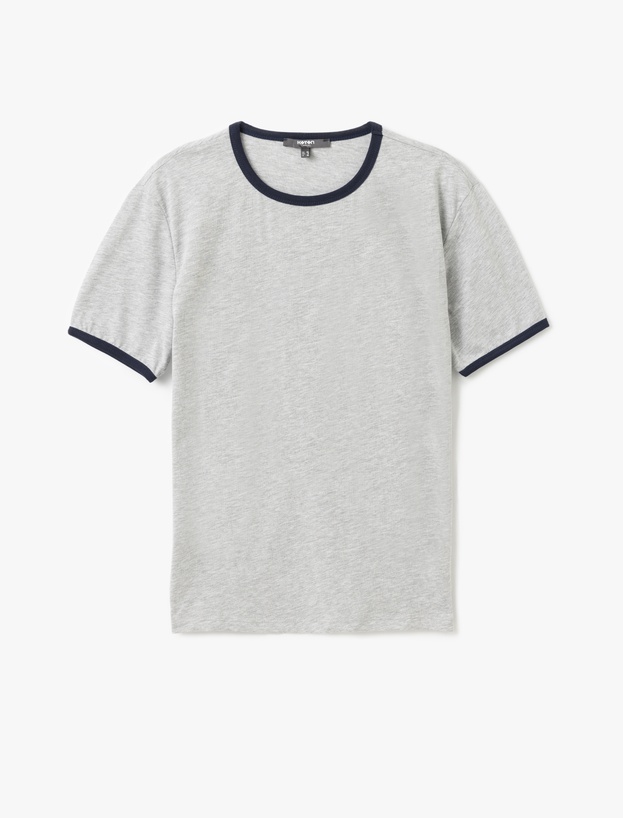 Bisiklet Yaka Kısa Kollu Pamuklu Biyeli Slim Fit Tişört_0