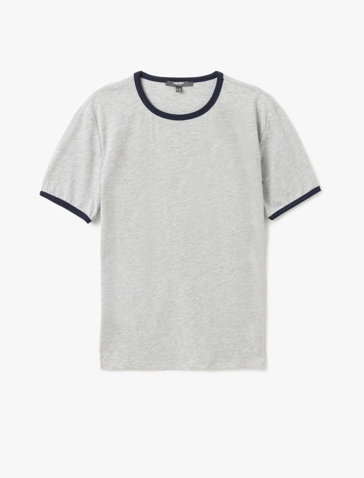  Bisiklet Yaka Kısa Kollu Pamuklu Biyeli Slim Fit Tişört
