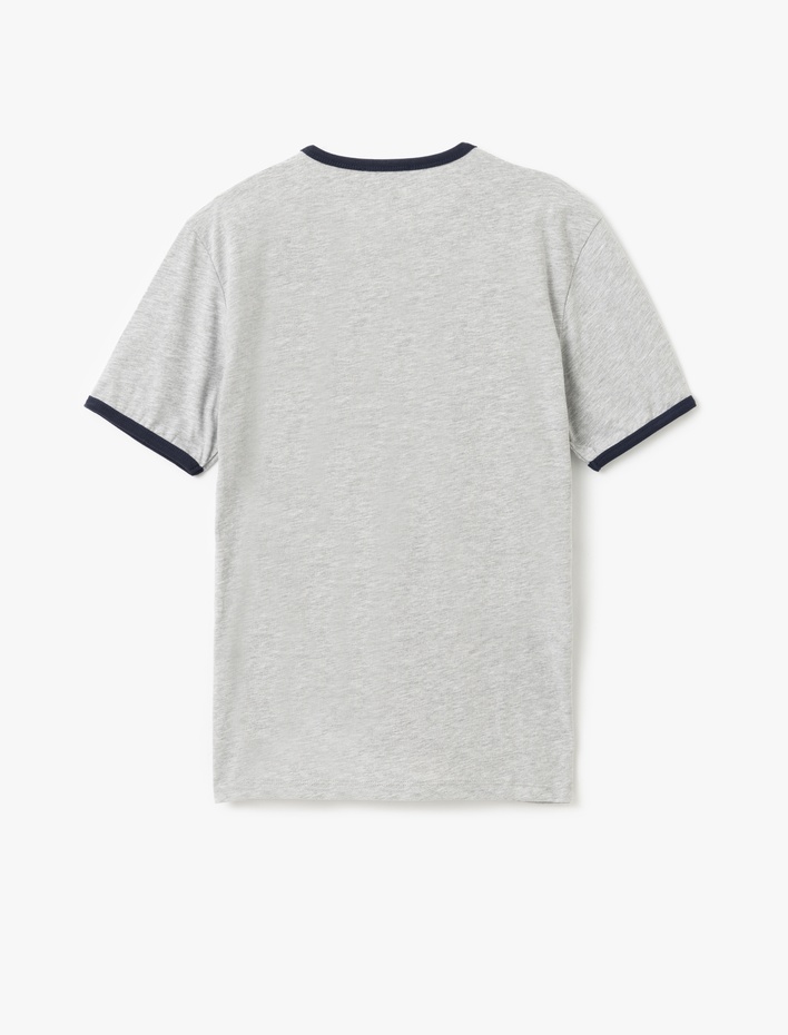  Bisiklet Yaka Kısa Kollu Pamuklu Biyeli Slim Fit Tişört