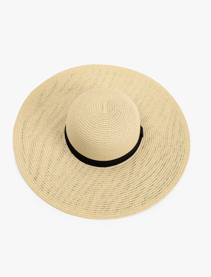 Kadın Bant Detaylı Hasır Şapka