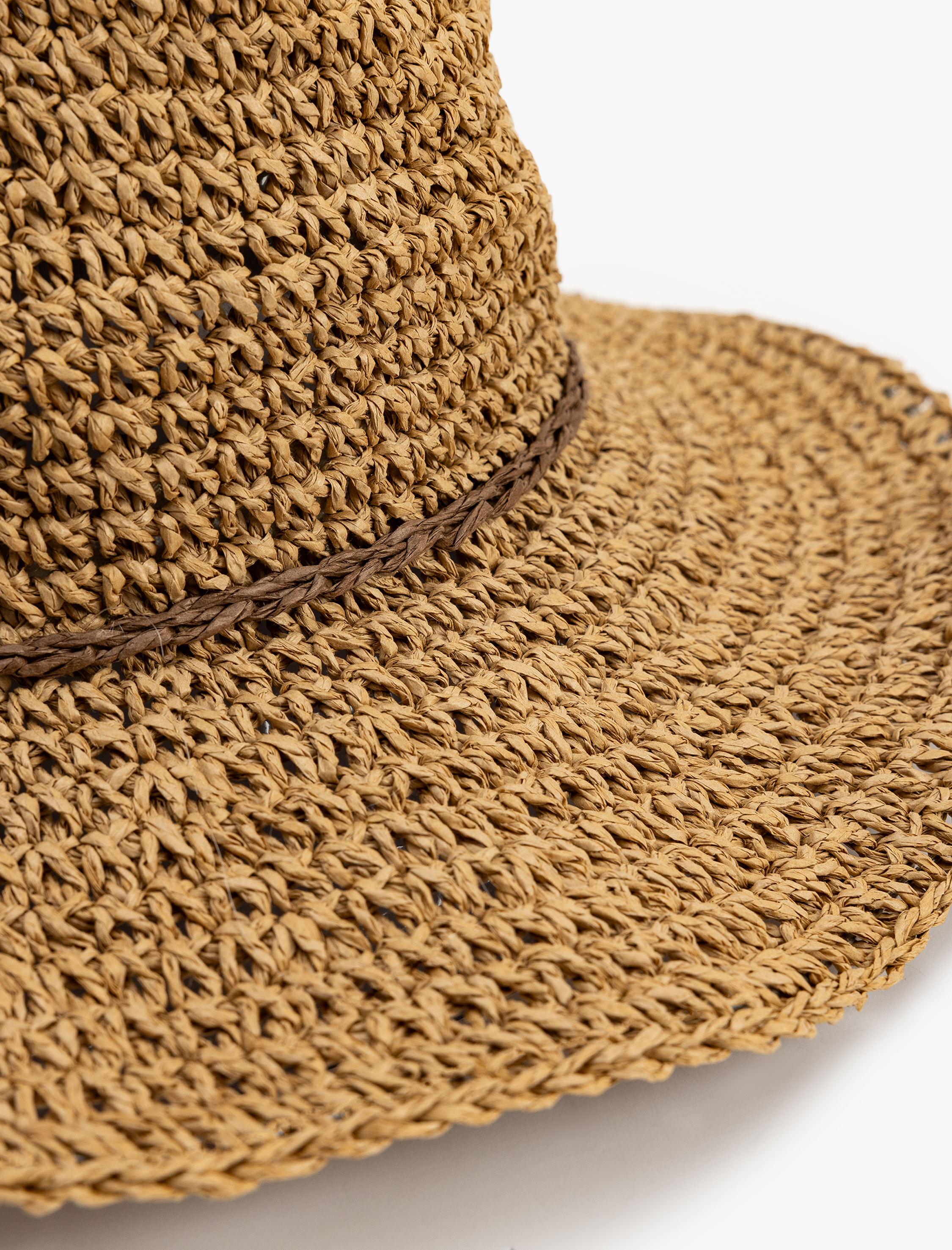  Kadın Bant Detaylı Hasır Şapka