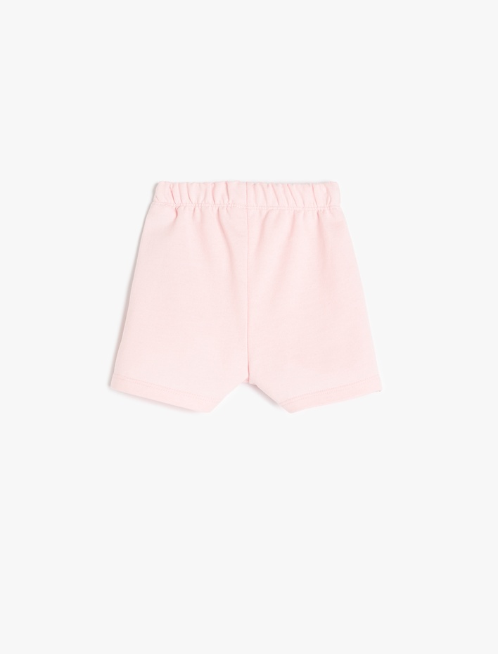 Kız Bebek Beli Lastikli Pamuk Karışımlı Basic Şort