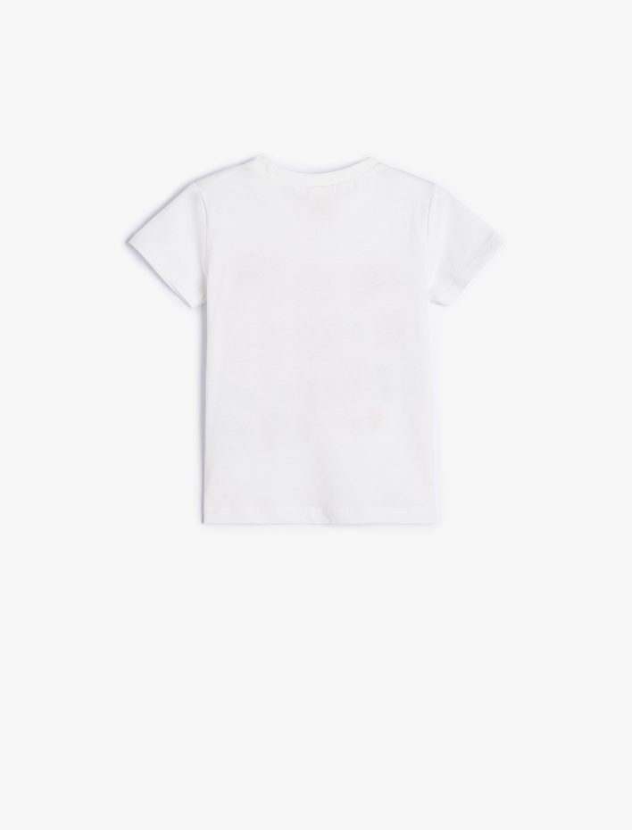 Kız Bebek Kelebek Baskılı Bisiklet Yaka Kısa Kollu Pamuklu  Tişört