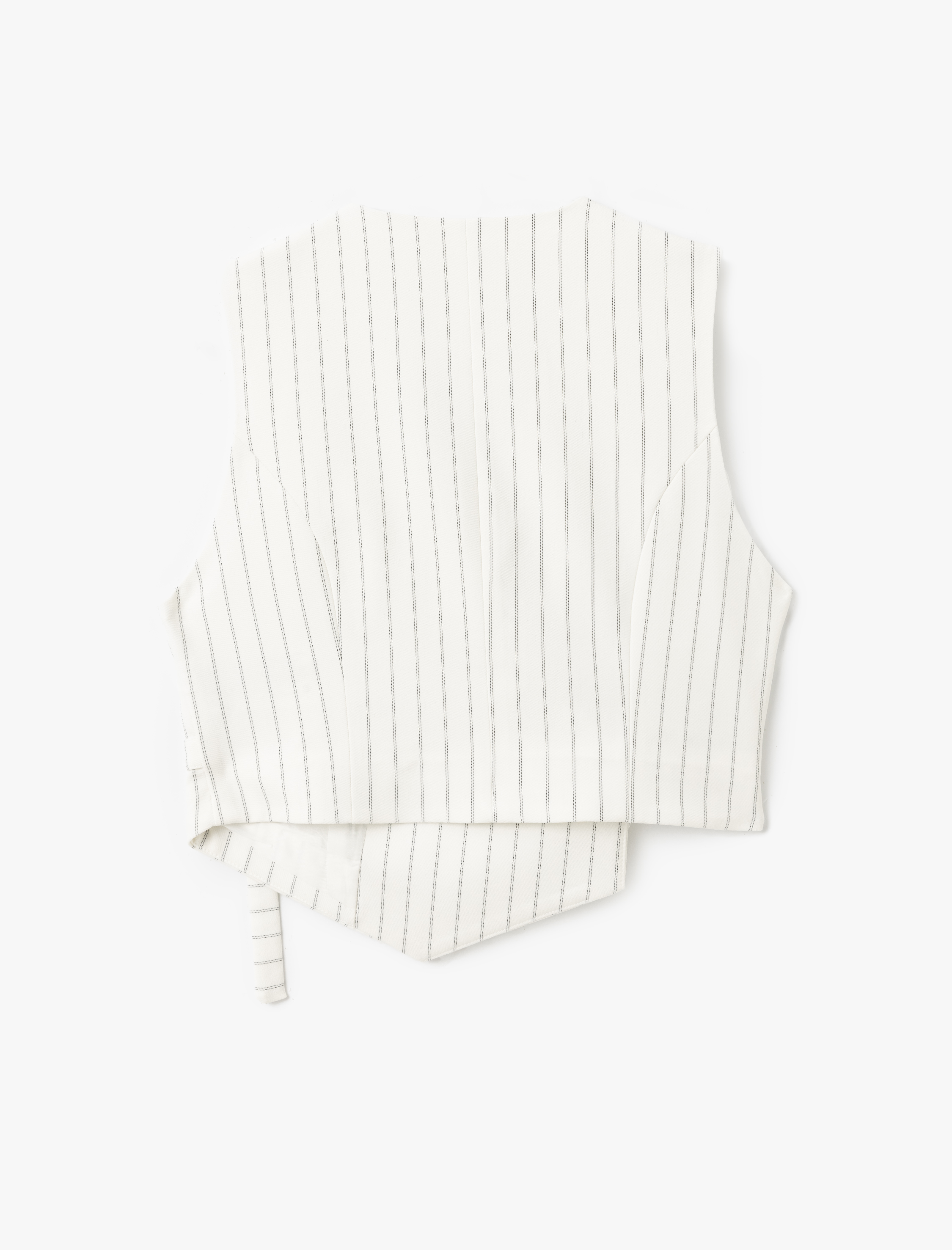   Asimetrik V Yaka Çizgili Blazer Yelek