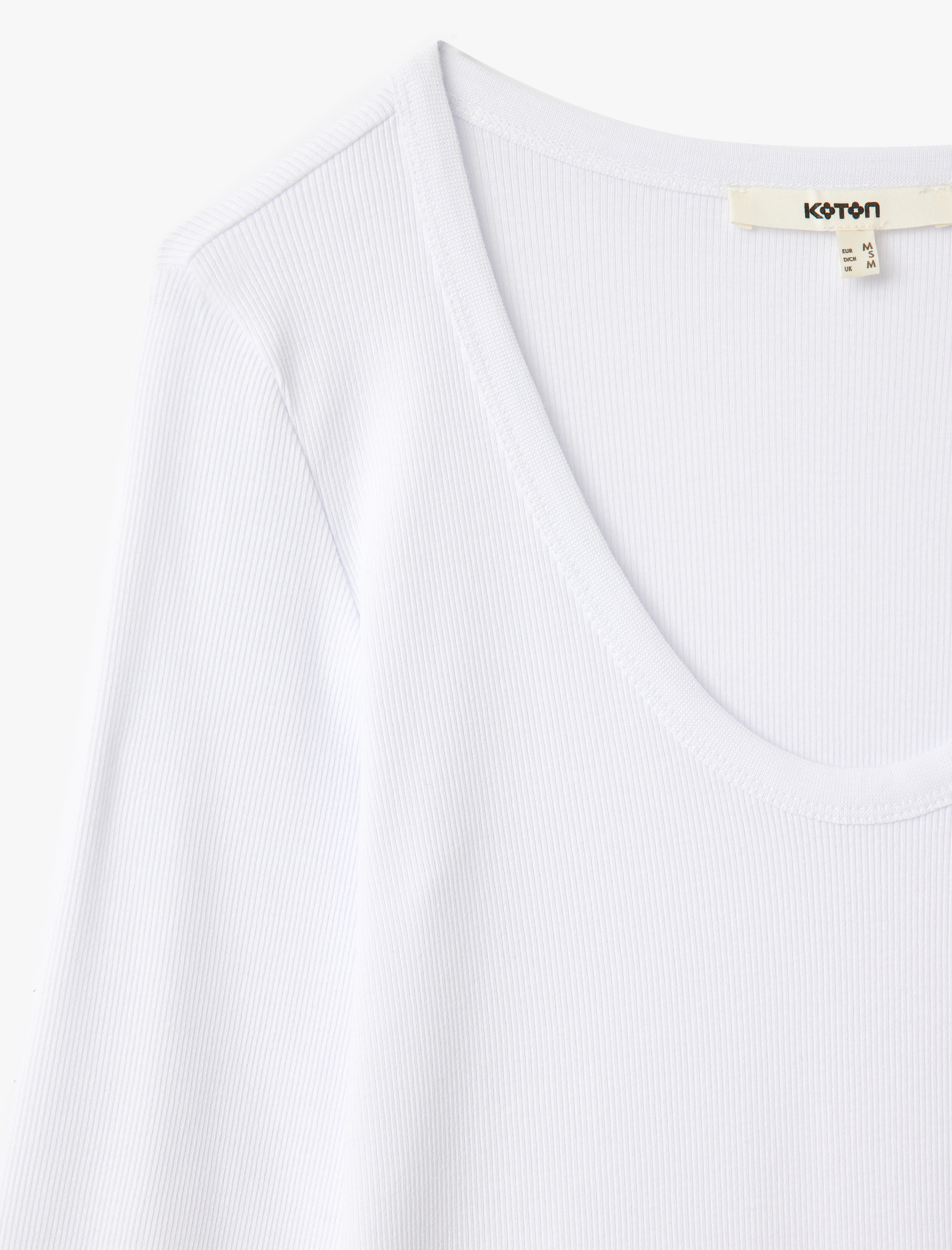   Pamuklu Uzun Kollu U Yaka Slim Fit Fitilli Tişört