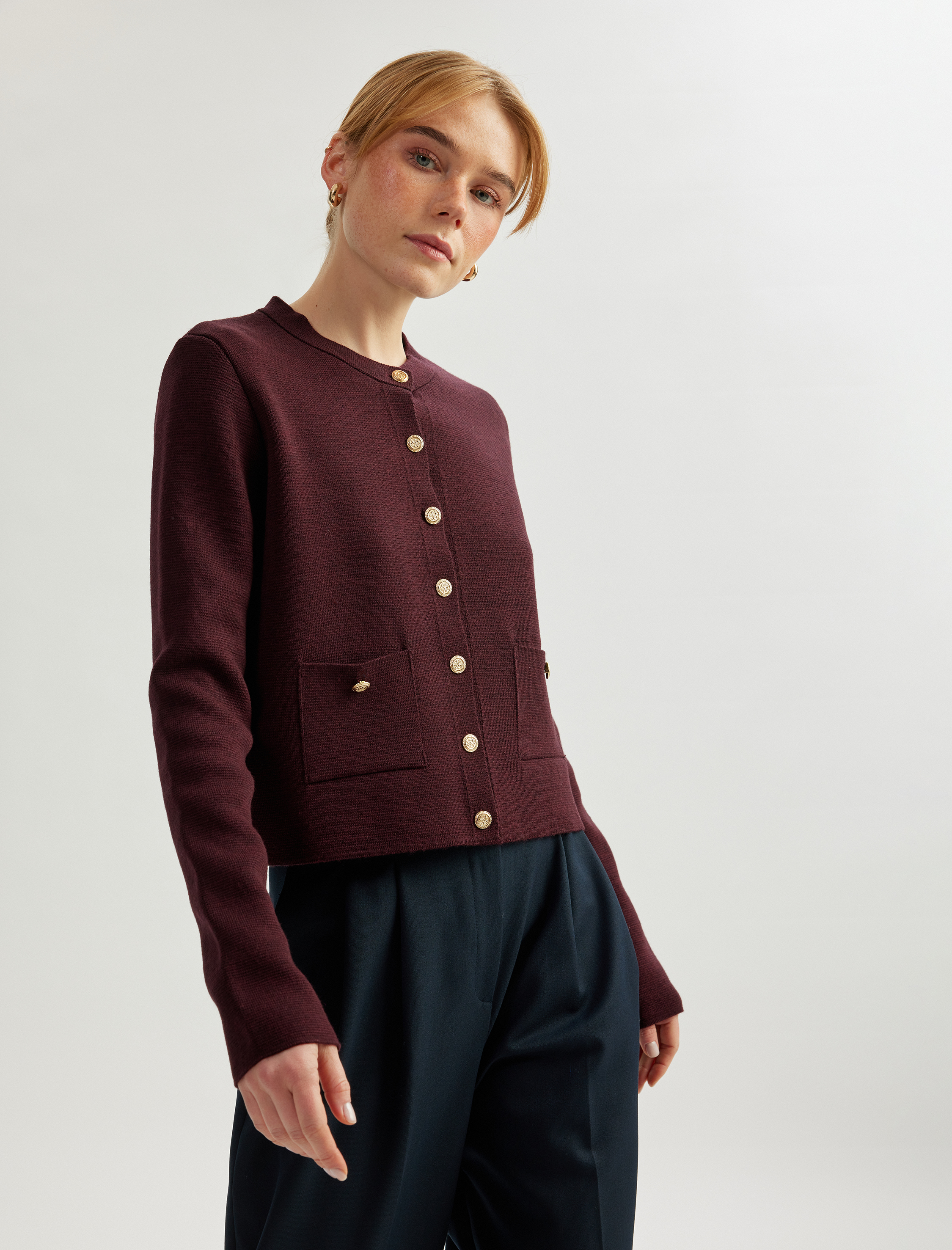   Bisiklet Yaka Uzun Kollu Düğmeli Triko Hırka