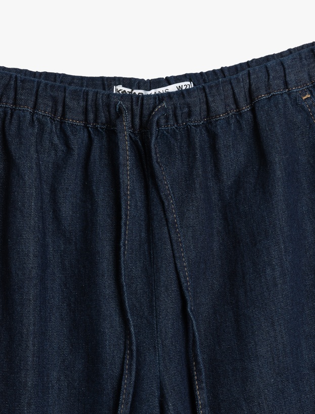 Beli Bağlamalı Düz Paça Denim Pantolon - Straight Jeans_5