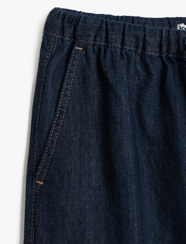 Beli Bağlamalı Düz Paça Denim Pantolon - Straight Jeans_4