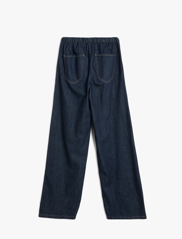 Beli Bağlamalı Düz Paça Denim Pantolon - Straight Jeans_3