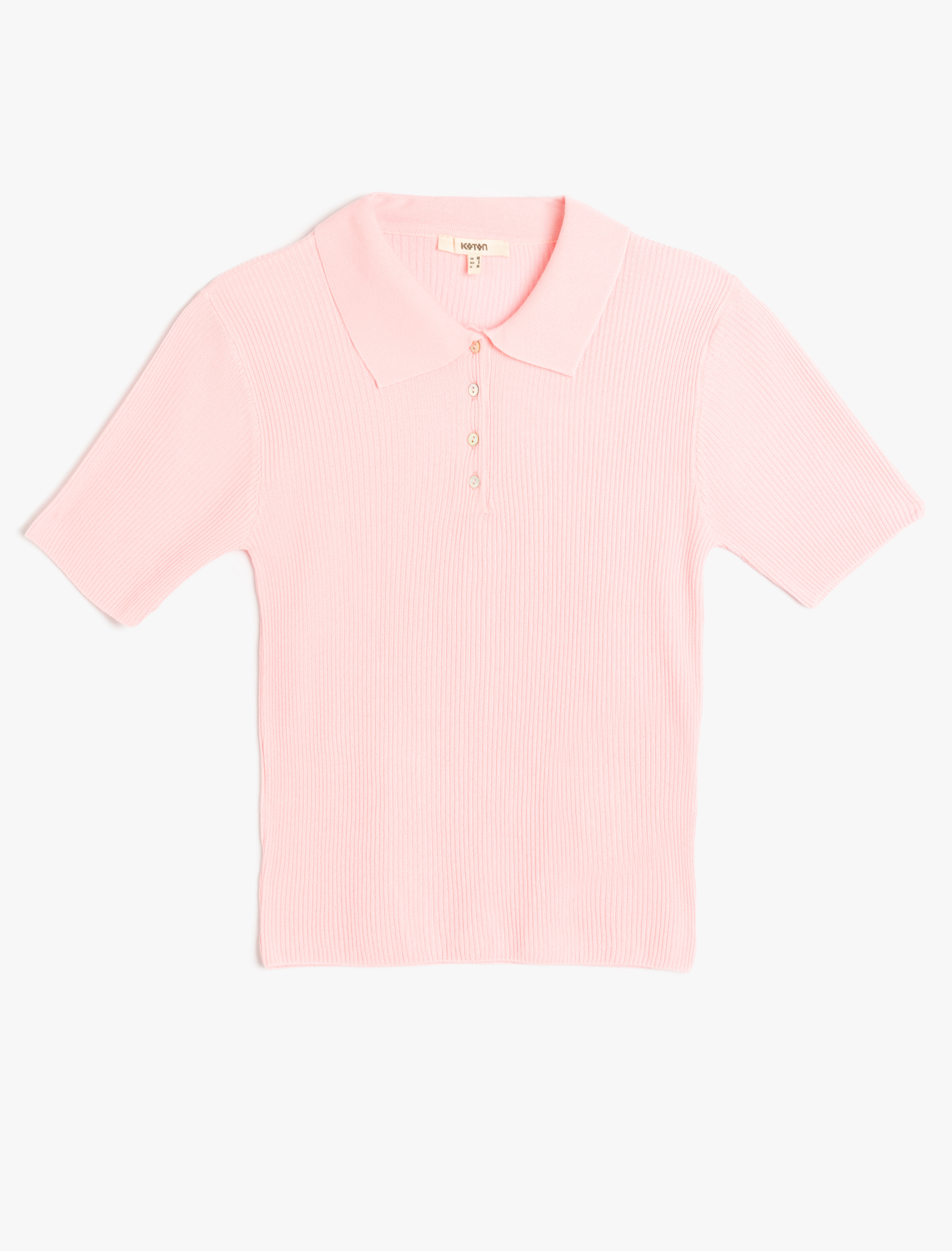 Kısa Kollu Düğmeli İnce Triko Kadın Polo Yaka Kazak