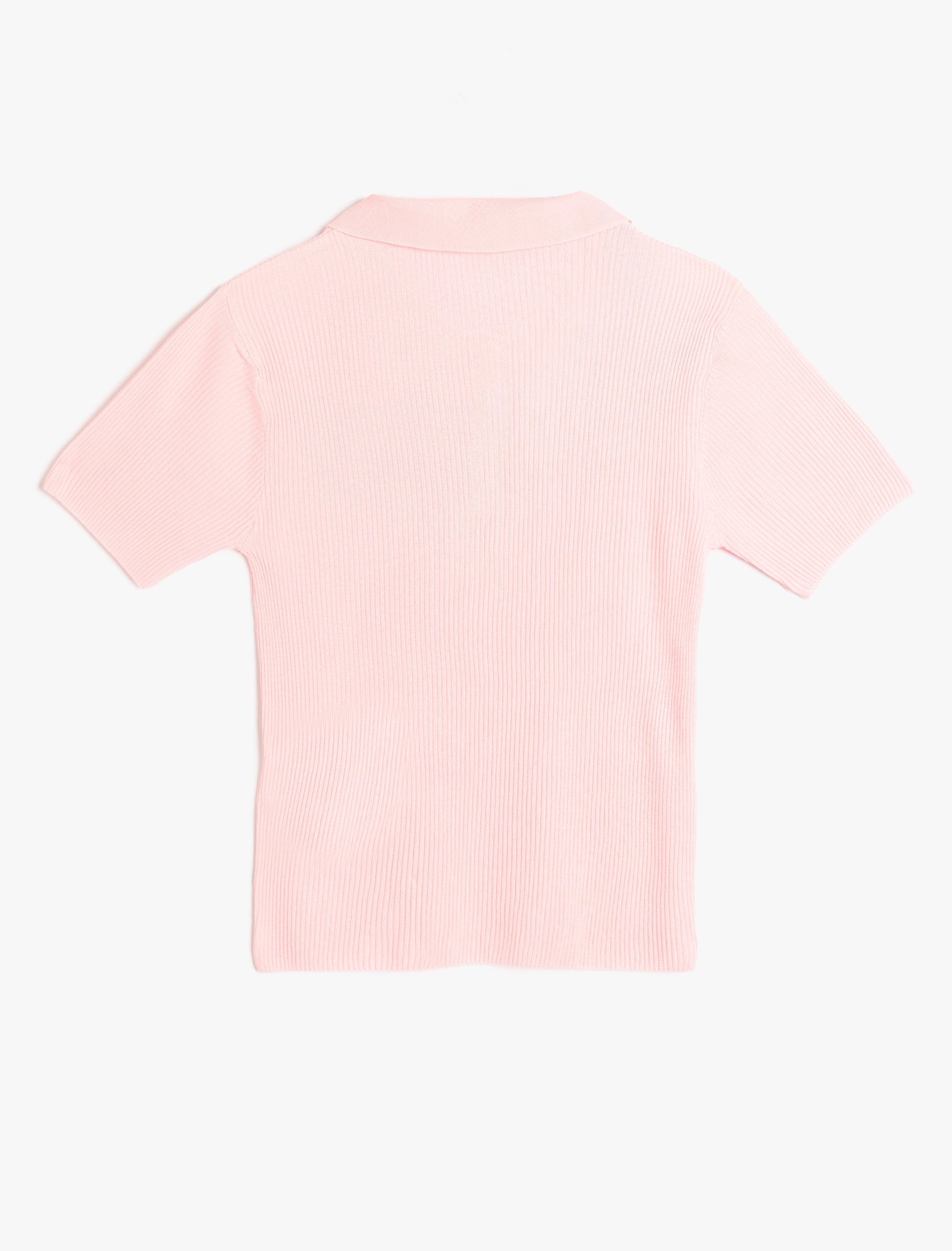 Kısa Kollu Düğmeli İnce Triko Kadın Polo Yaka Kazak