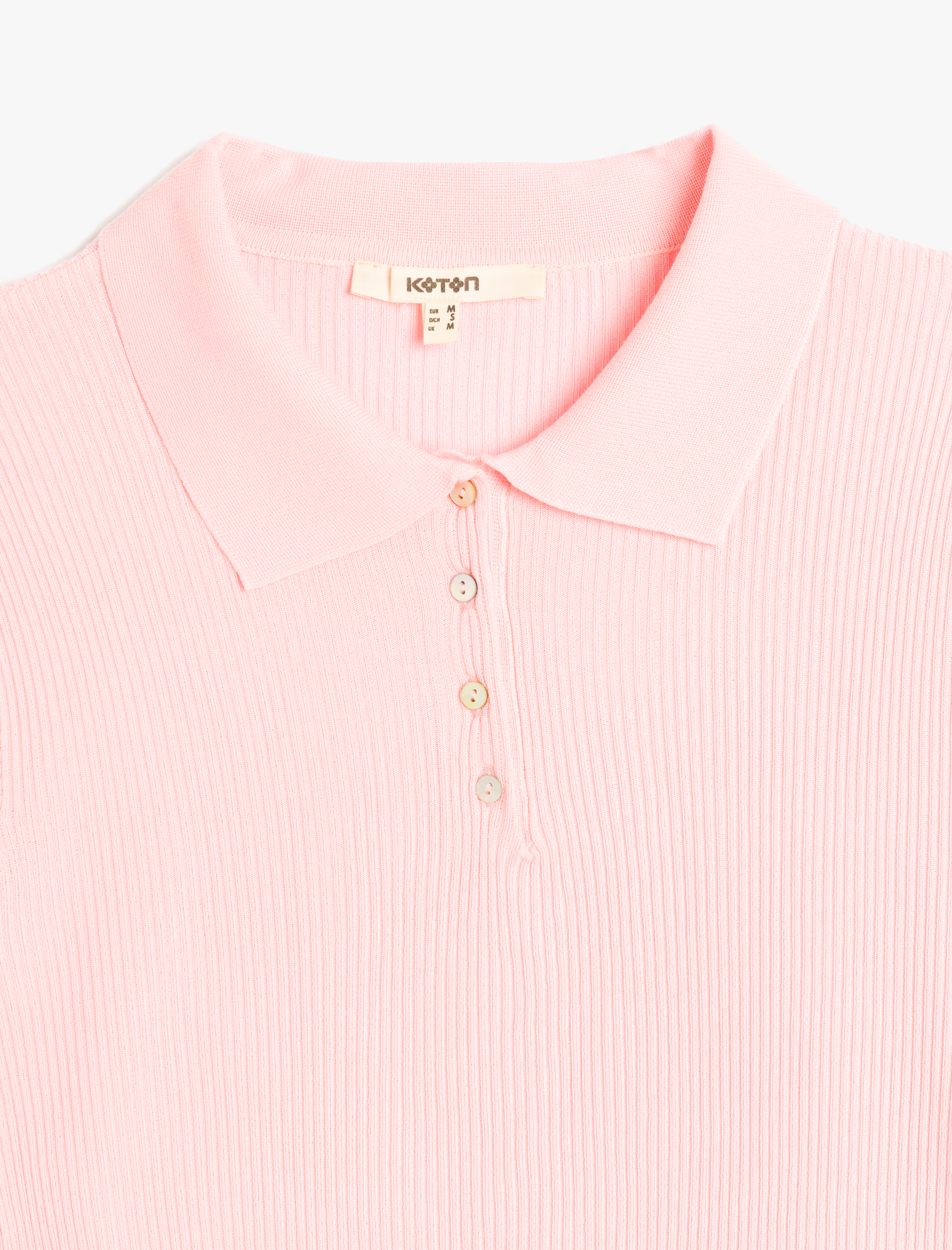 Kısa Kollu Düğmeli İnce Triko Kadın Polo Yaka Kazak