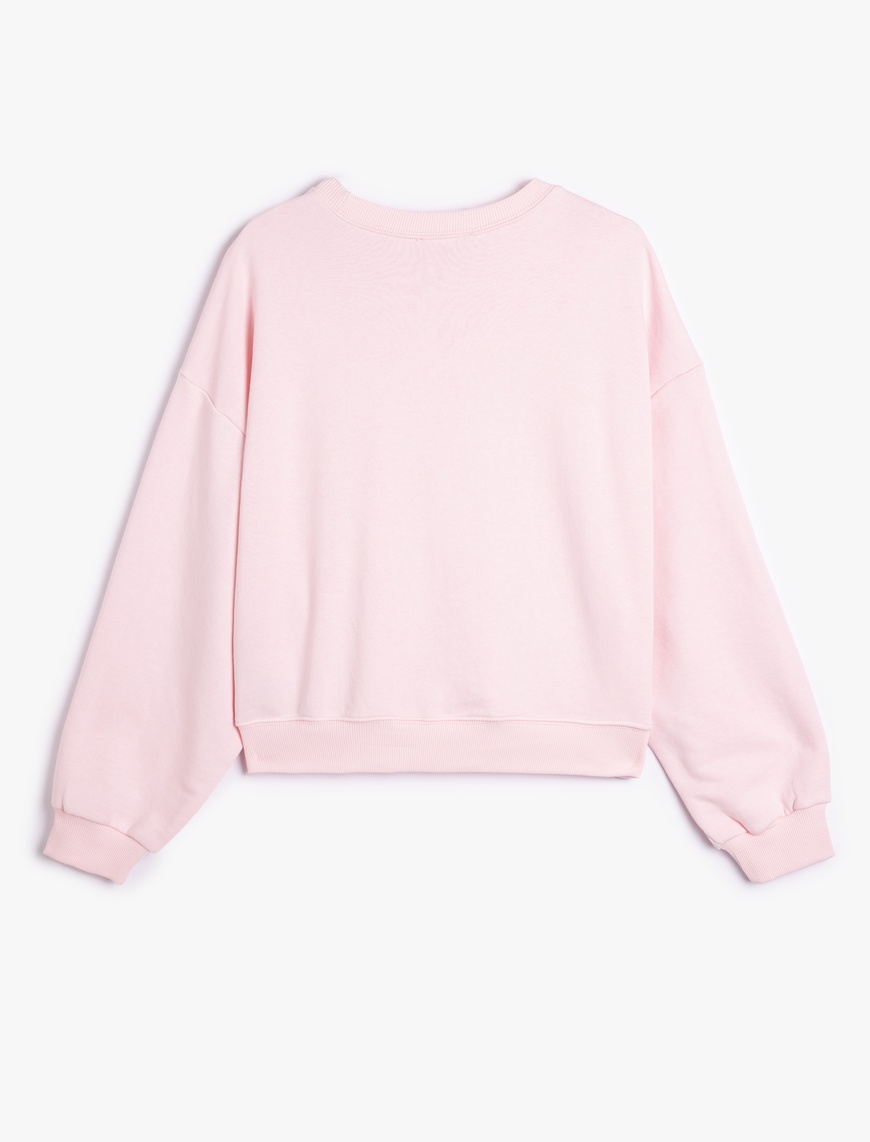   Üç İplik Bisiklet Yaka Uzun Kollu Oversize Sweatshirt