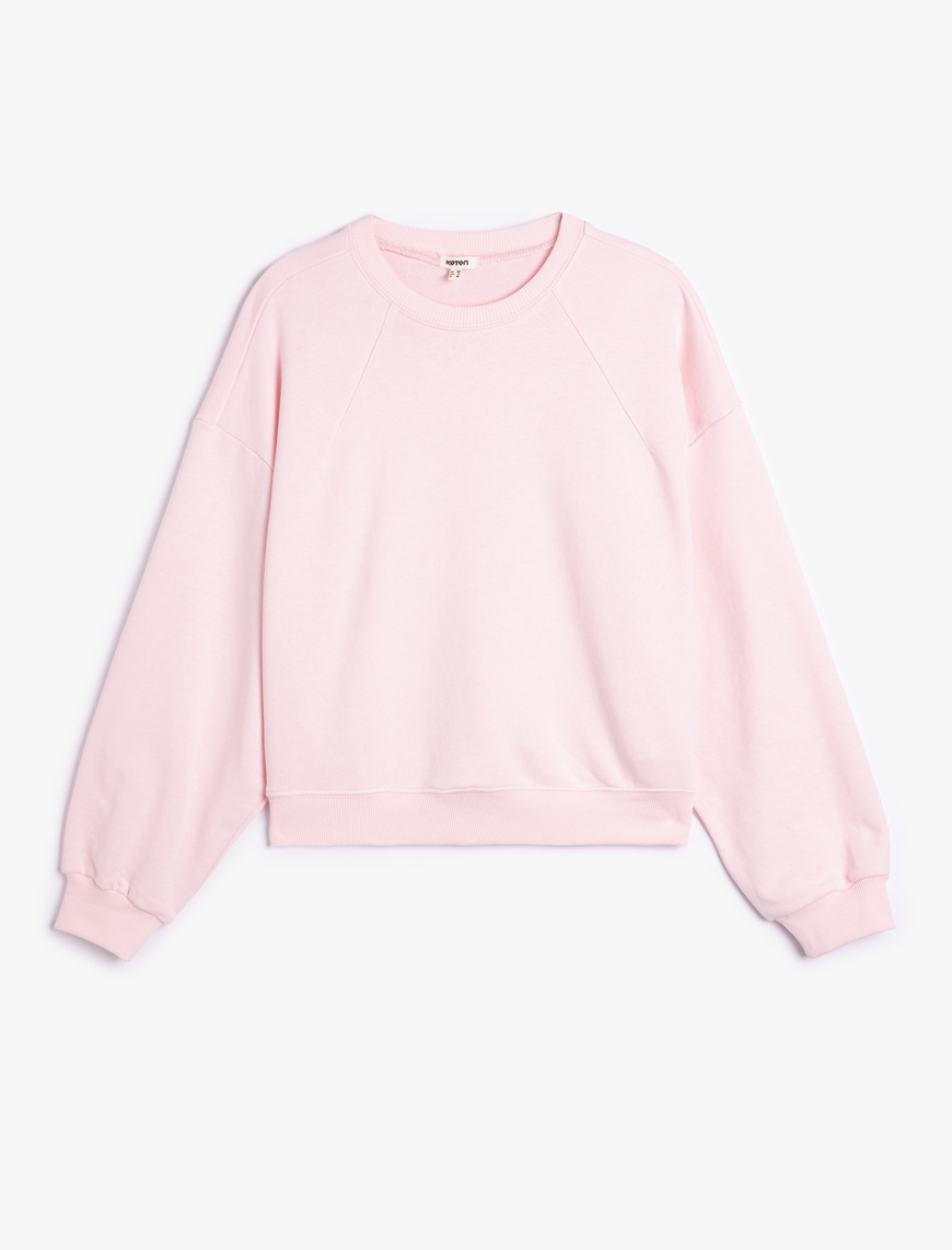   Üç İplik Bisiklet Yaka Uzun Kollu Oversize Sweatshirt