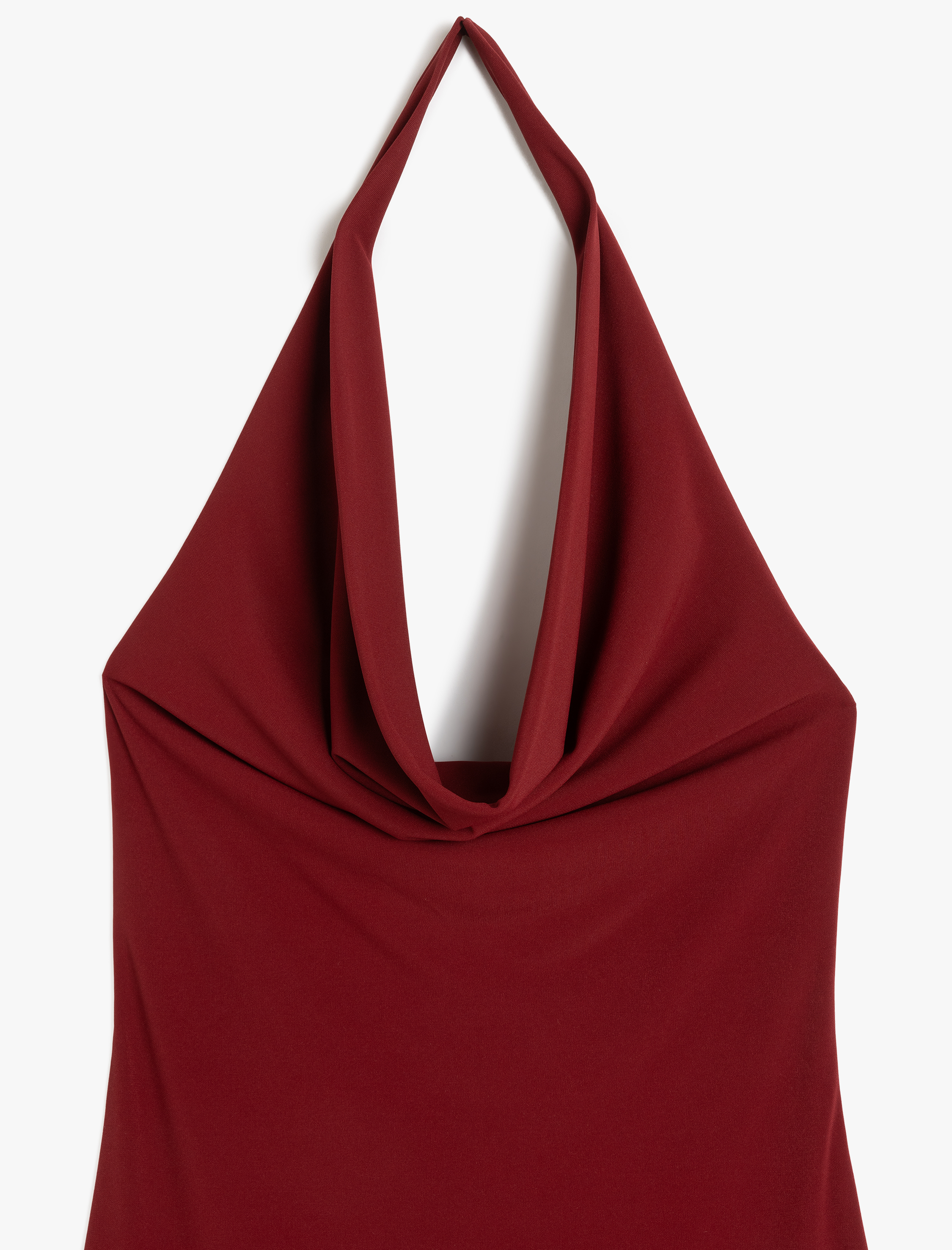   Kolsuz Slim Fit Midi Boy Degaje Yaka Dekolte Elbise