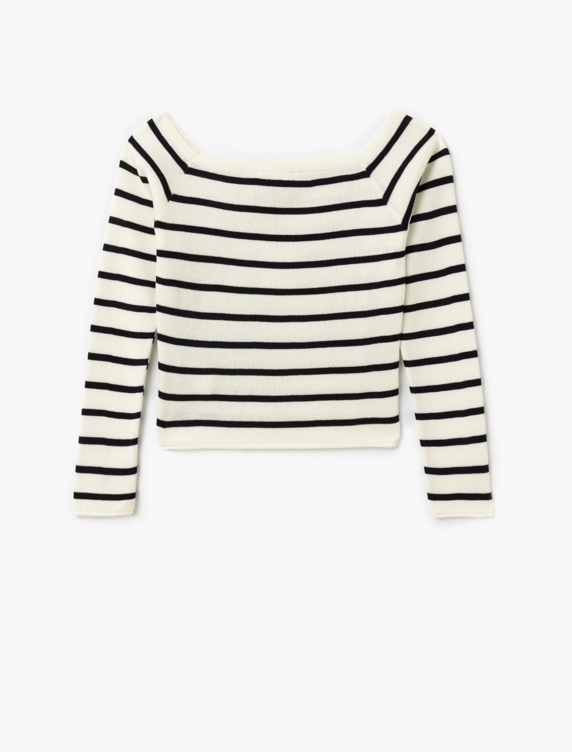   Uzun Kollu Triko Omzu Açık Kazak