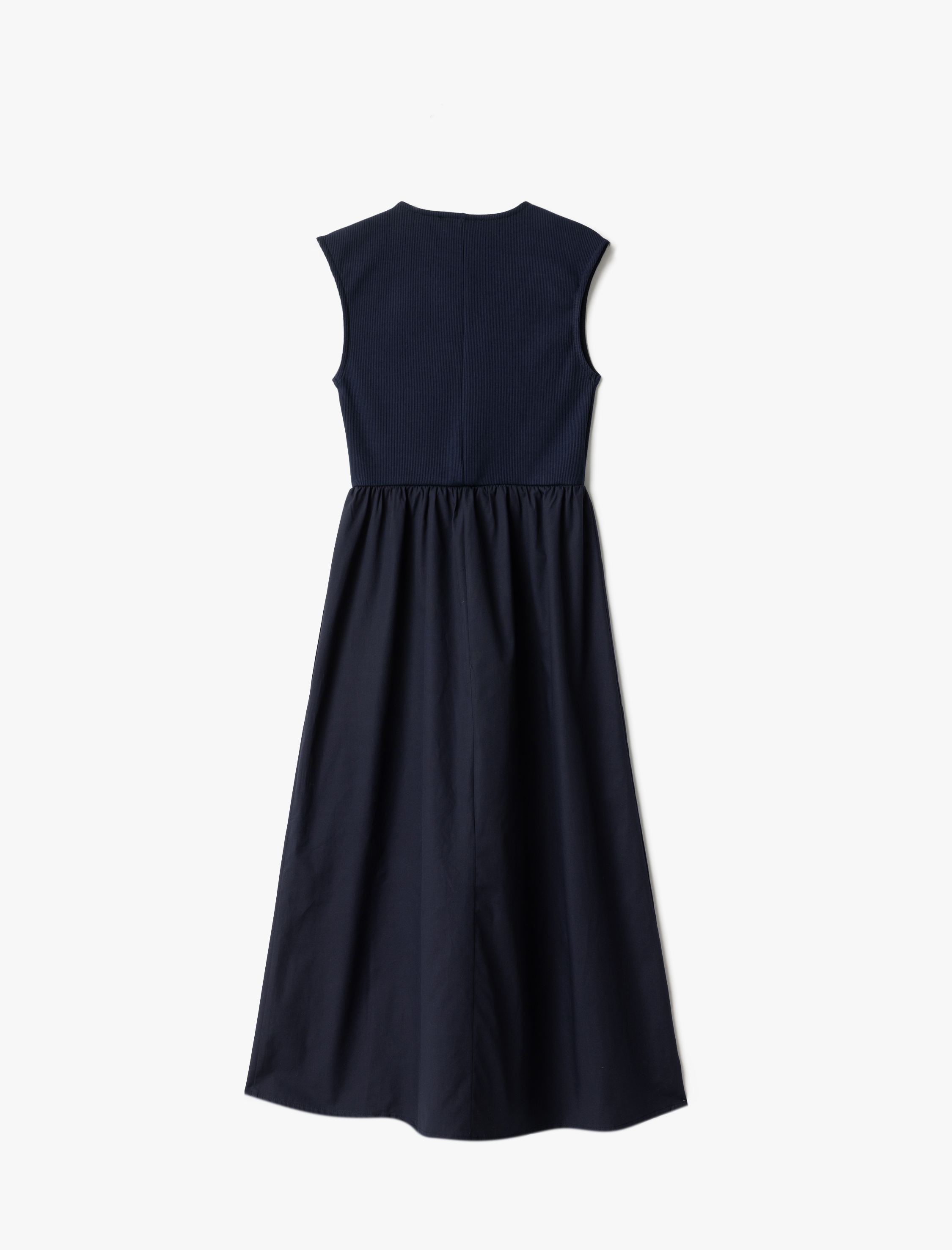   Pamuklu Bisiklet Yaka Midi Boy Kolsuz Kloş Elbise