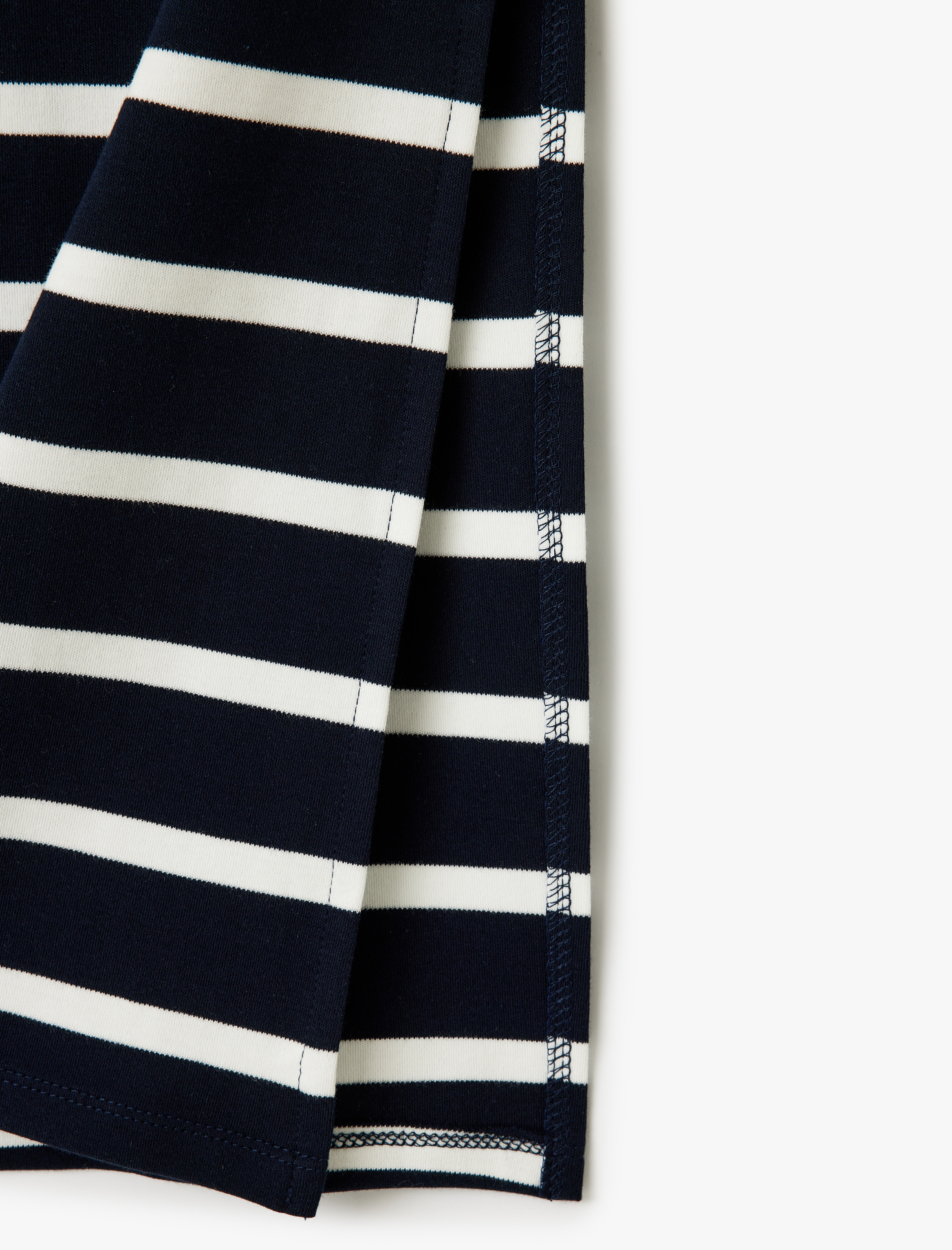   Çizgili Yırtmaç Detaylı Pamuklu Standart Bel Uzun Kalem Etek