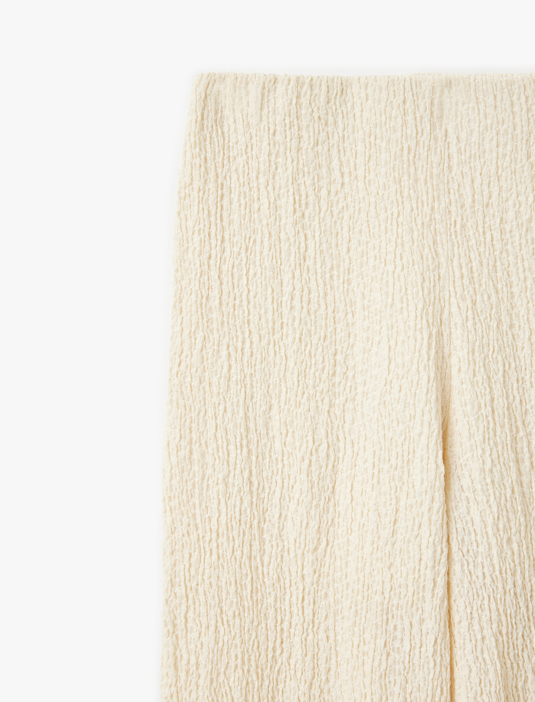   Pamuklu Dokulu Bol Paça Pantolon