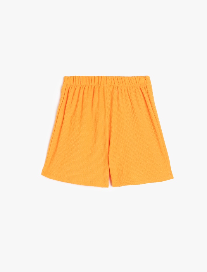 Kız Çocuk Dokulu Rahat Kesim Basic Şort Etek