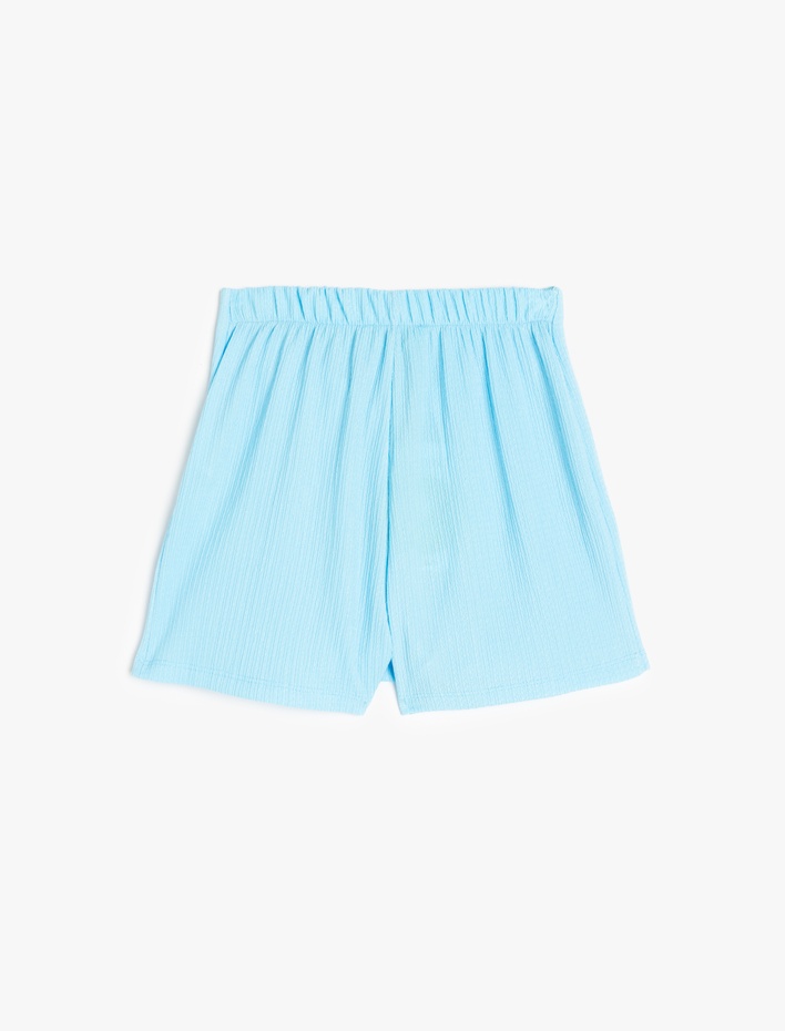 Kız Çocuk Dokulu Rahat Kesim Basic Şort Etek