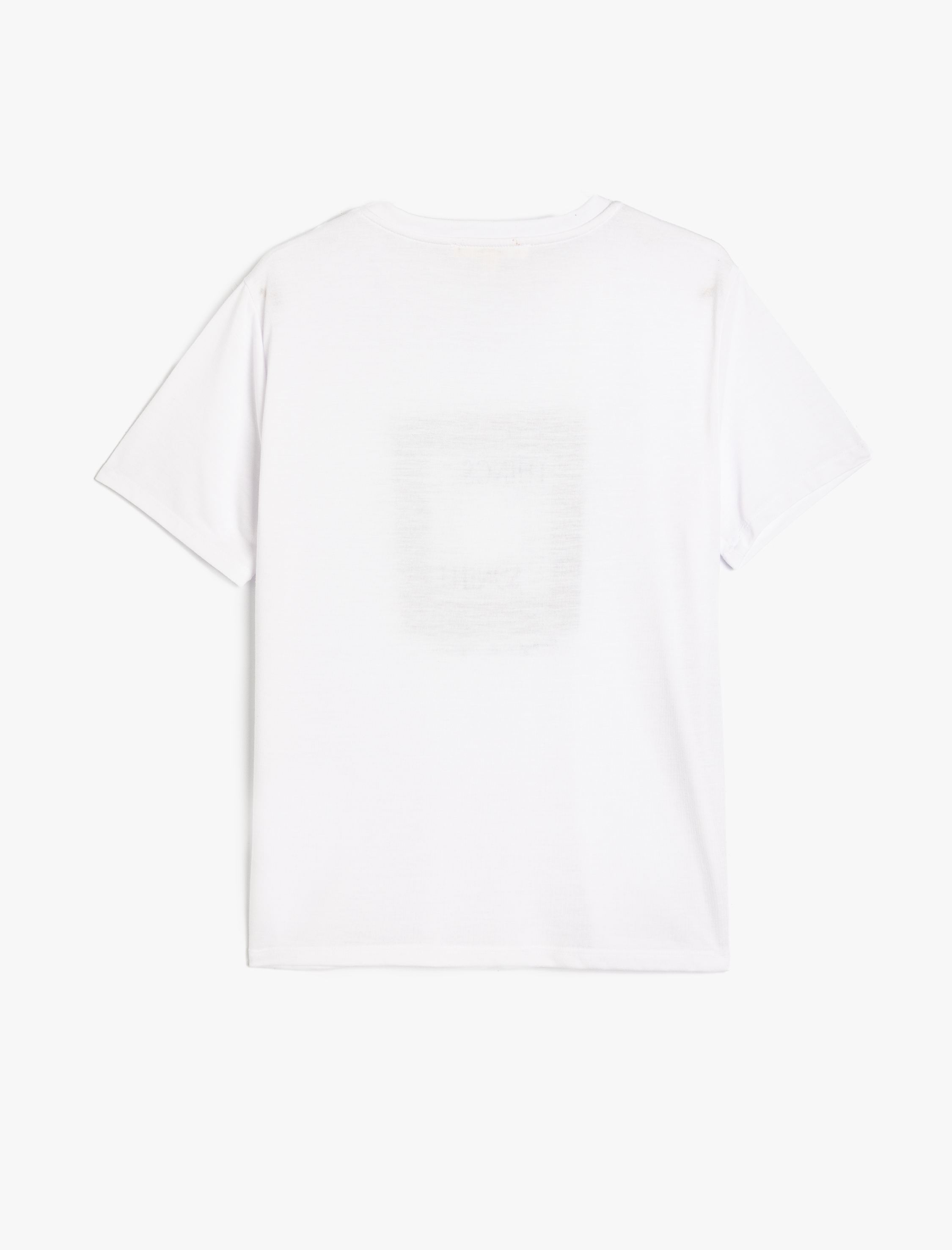   Kısa Kollu Bisiklet Yaka Metalik Baskılı Tişört