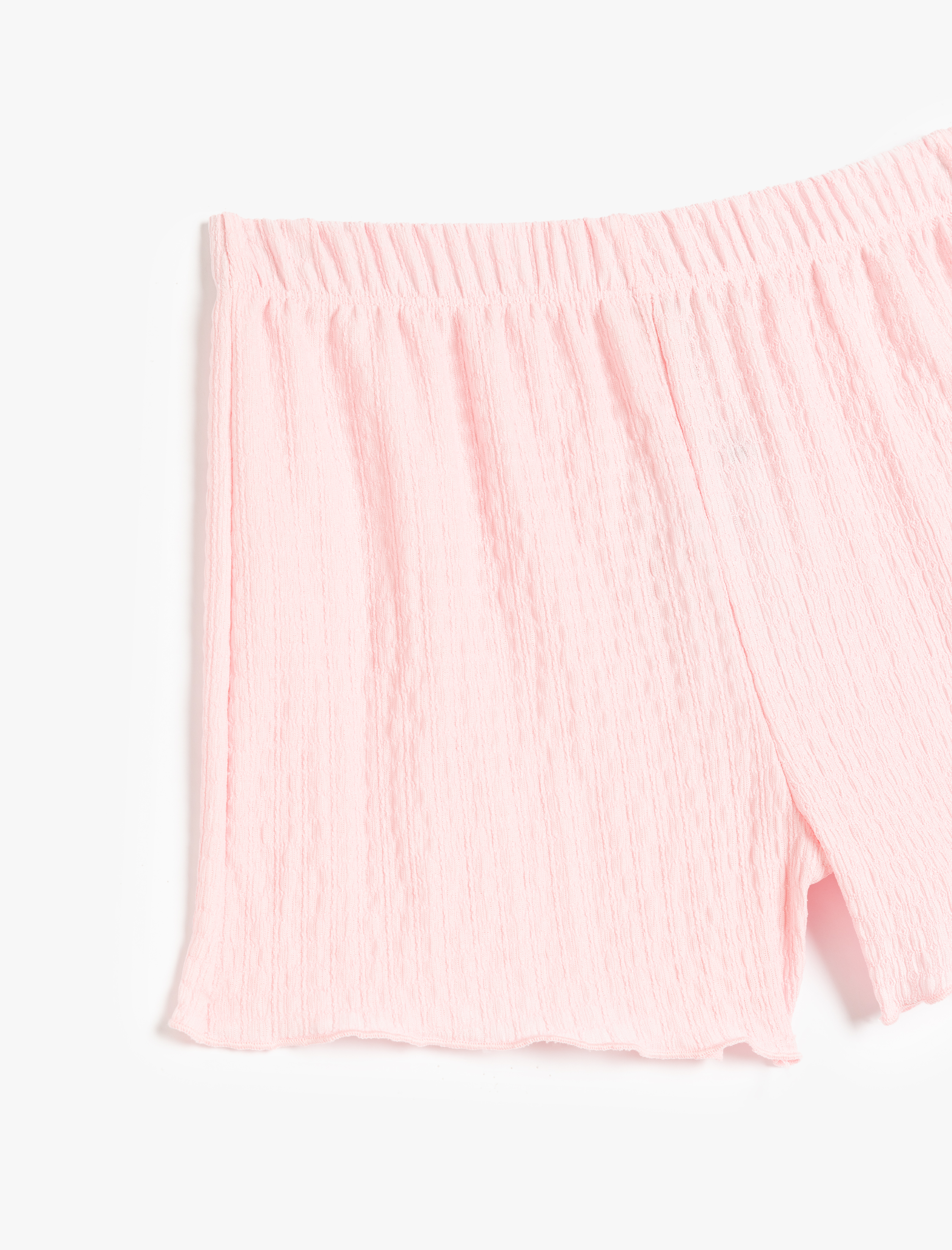  Kız Çocuk Beli Lastikli Dokulu Basic Şort