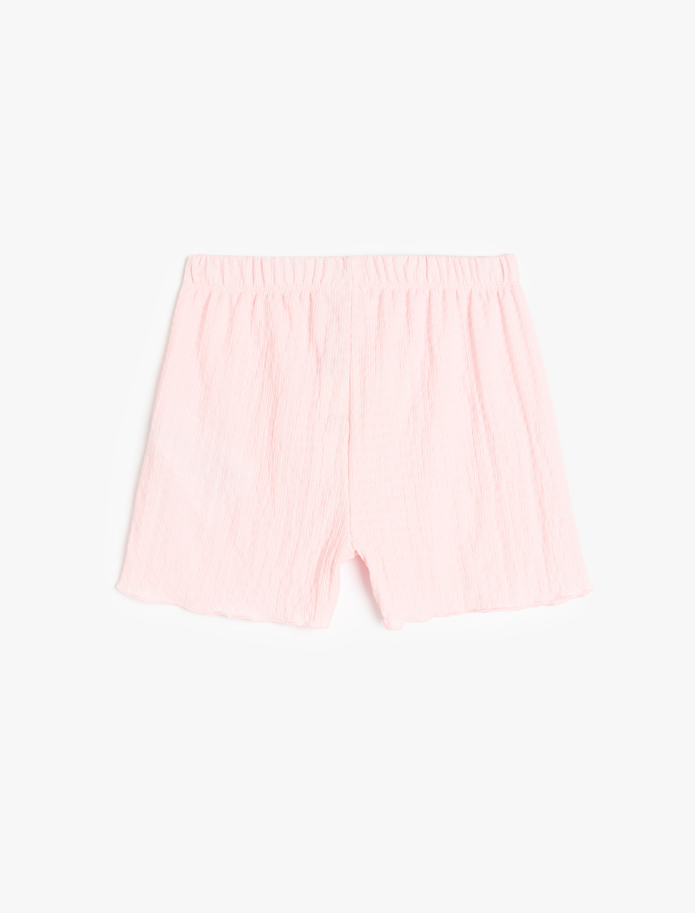  Kız Çocuk Beli Lastikli Dokulu Basic Şort