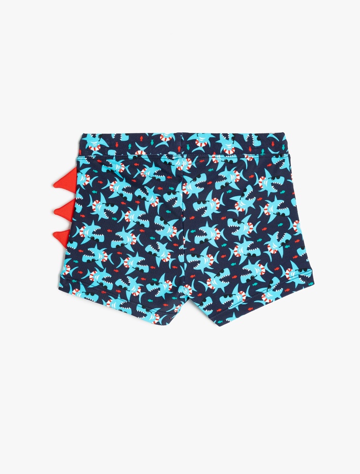 Erkek Çocuk Köpek Balığı Baskılı Beli Bağlamalı Deniz Şortu