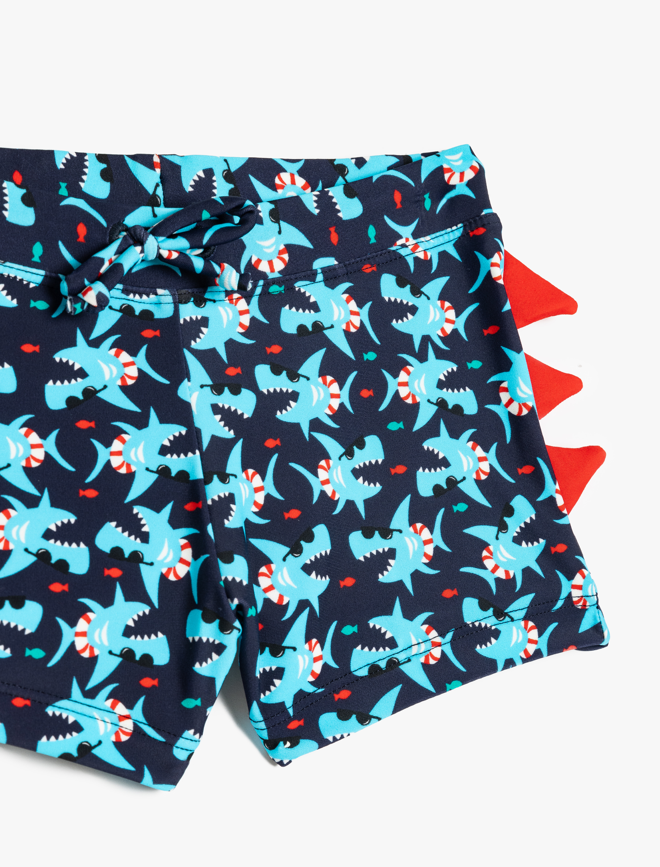  Erkek Çocuk Köpek Balığı Baskılı Beli Bağlamalı Deniz Şortu