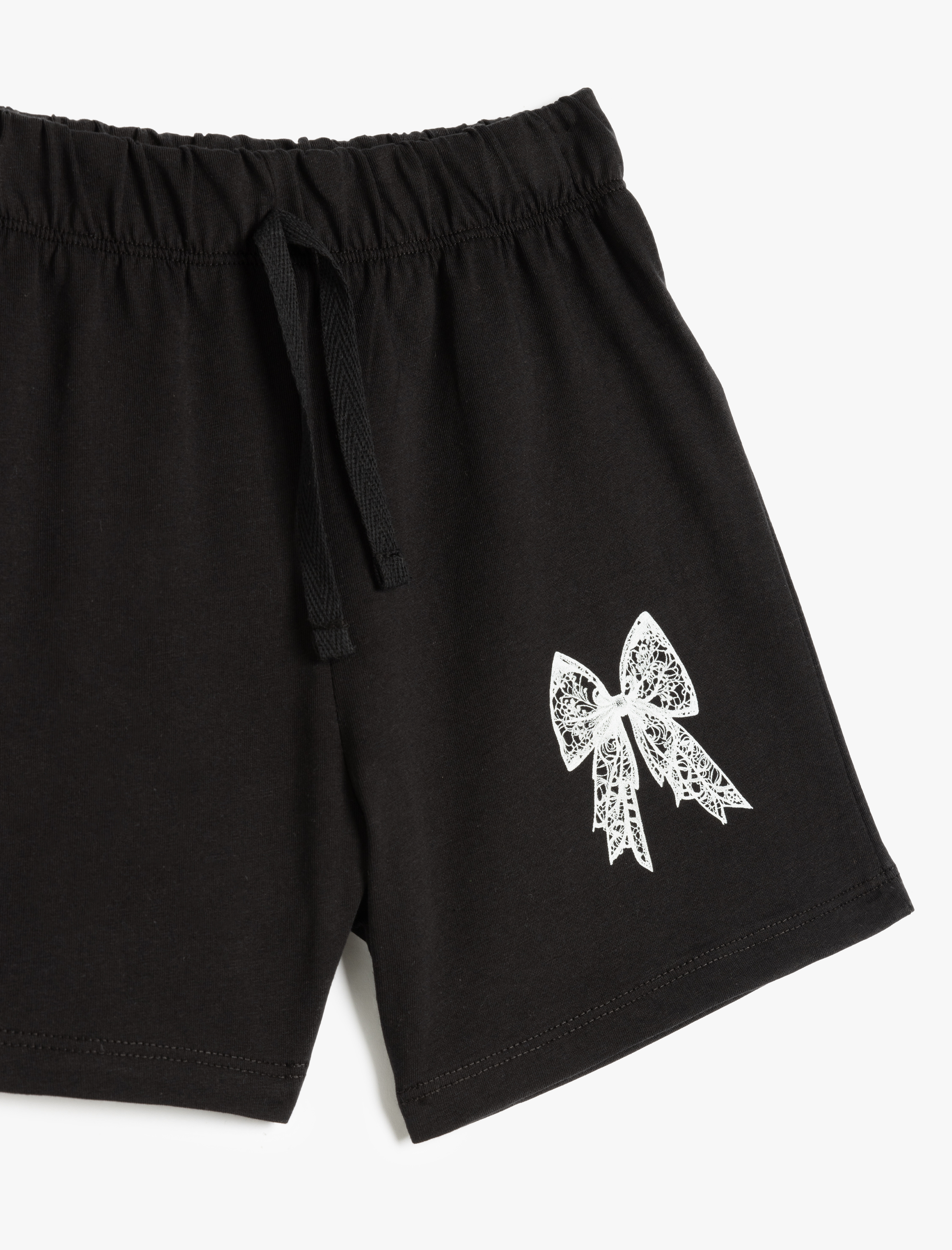  Kız Çocuk Beli Lastikli Kelebek Baskılı Pamuklu Basic Şort