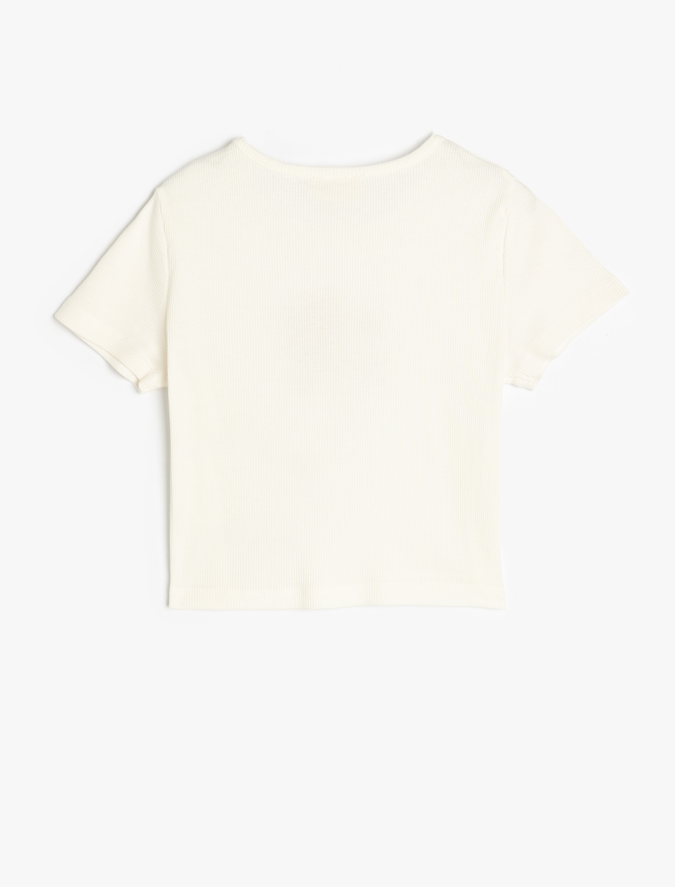  Kız Çocuk Bisiklet Yaka Kısa Kollu Pamuklu Baskılı Tişört