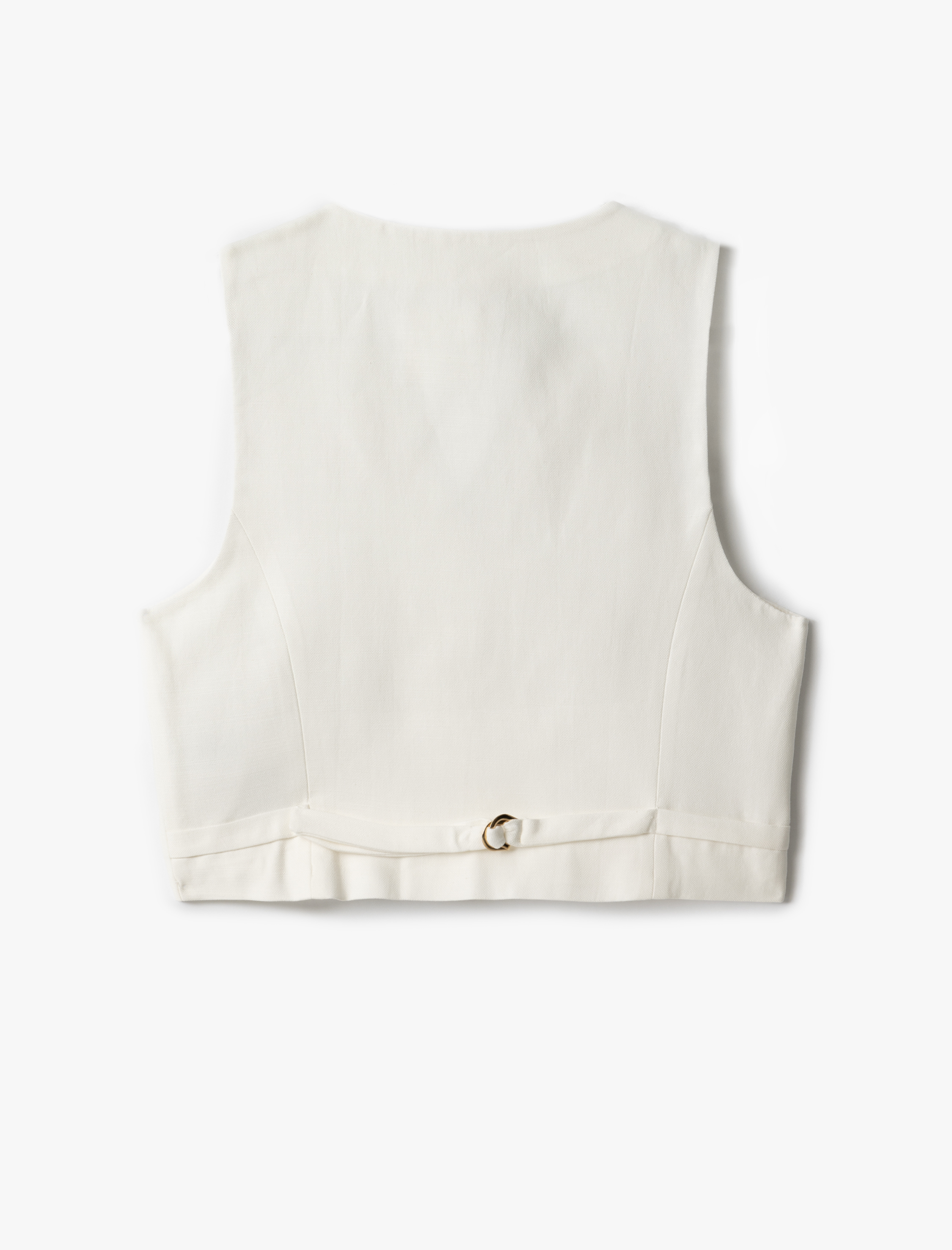 Pamuklu Viskon Kumaş V Yaka Düğmeli Kolsuz Yelek