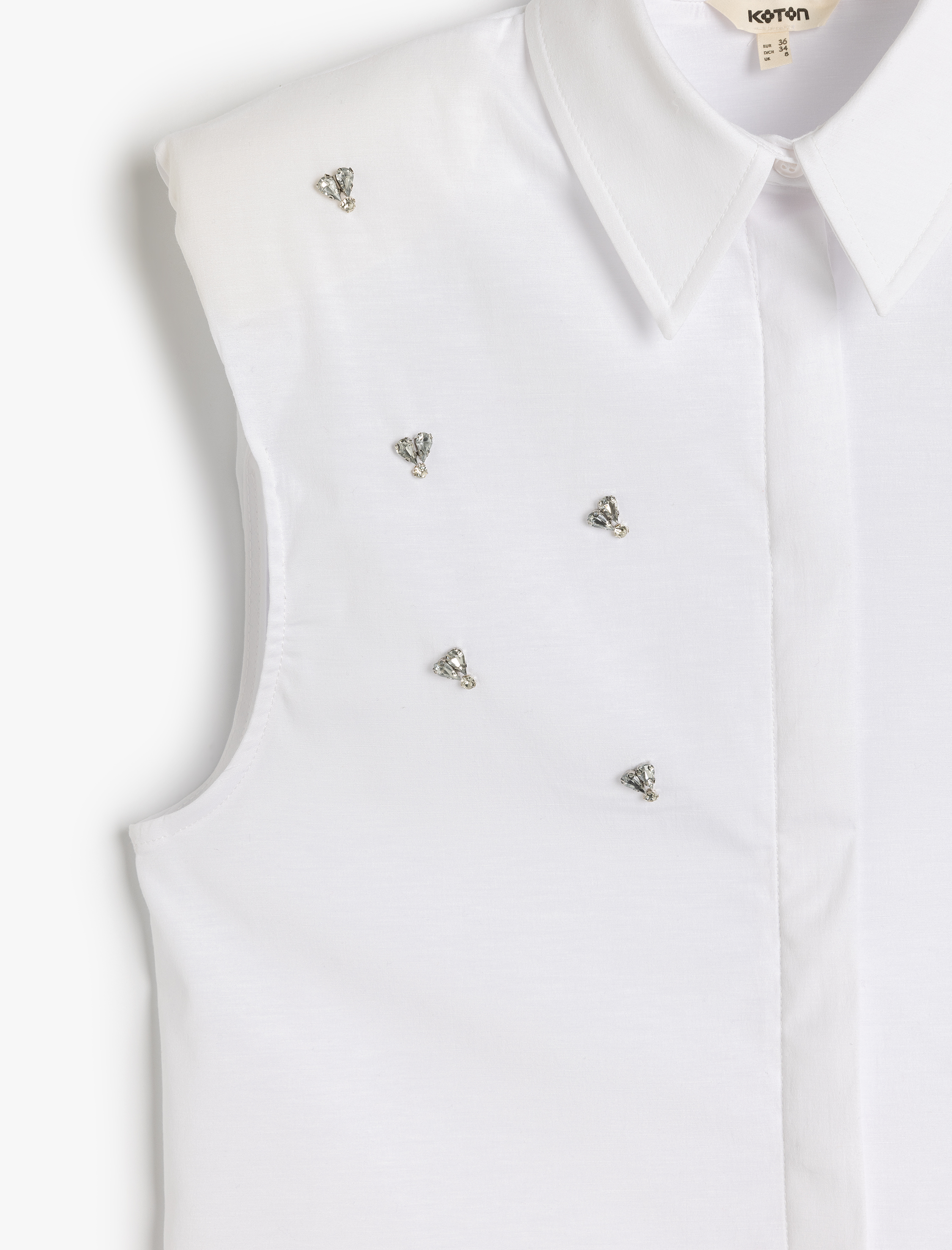   Regular Fit Pamuk Karışımlı Kolsuz Vatkalı Taşlı Gömlek