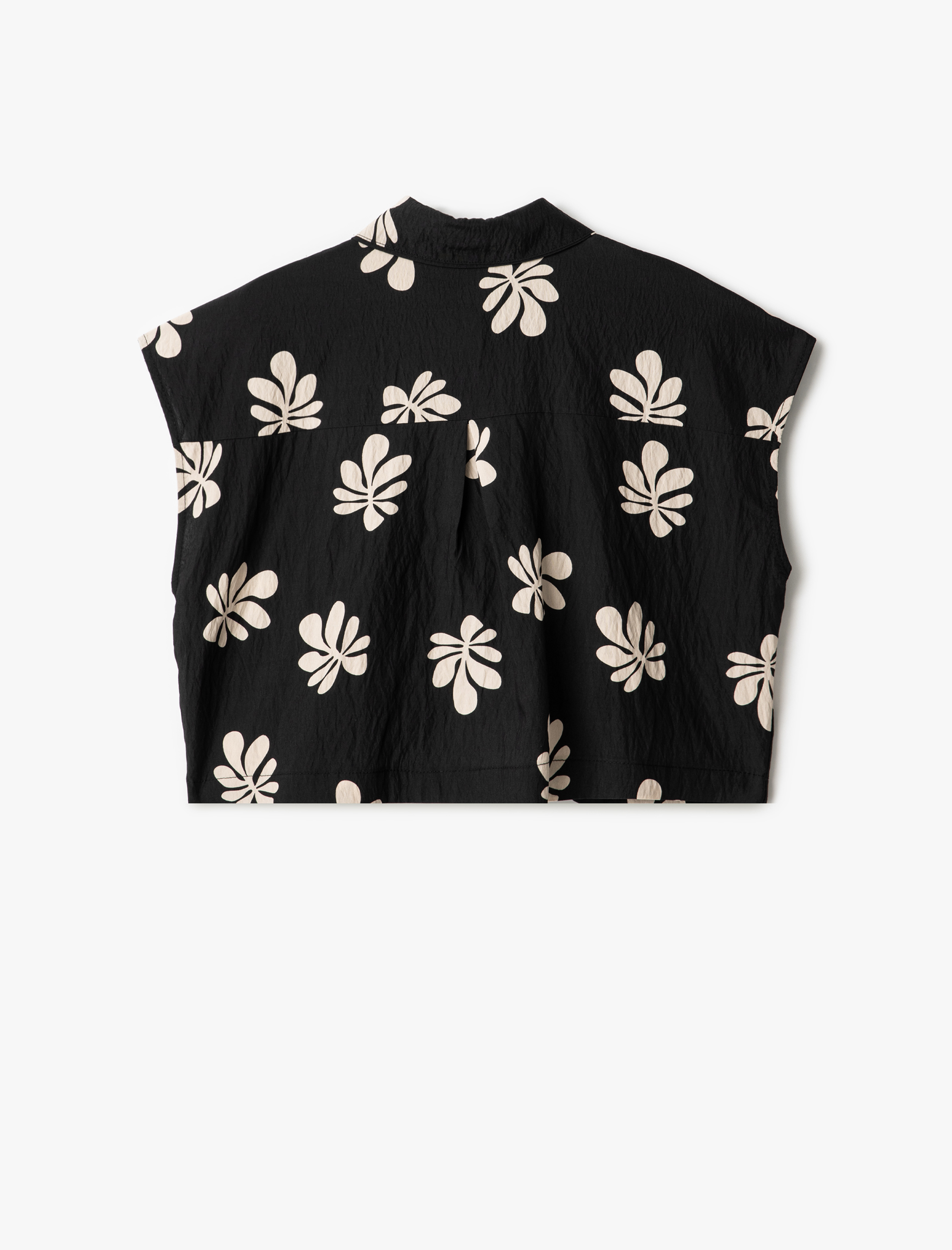   Rahat Kalıp Floral Desenli Kolsuz Viskon Gömlek