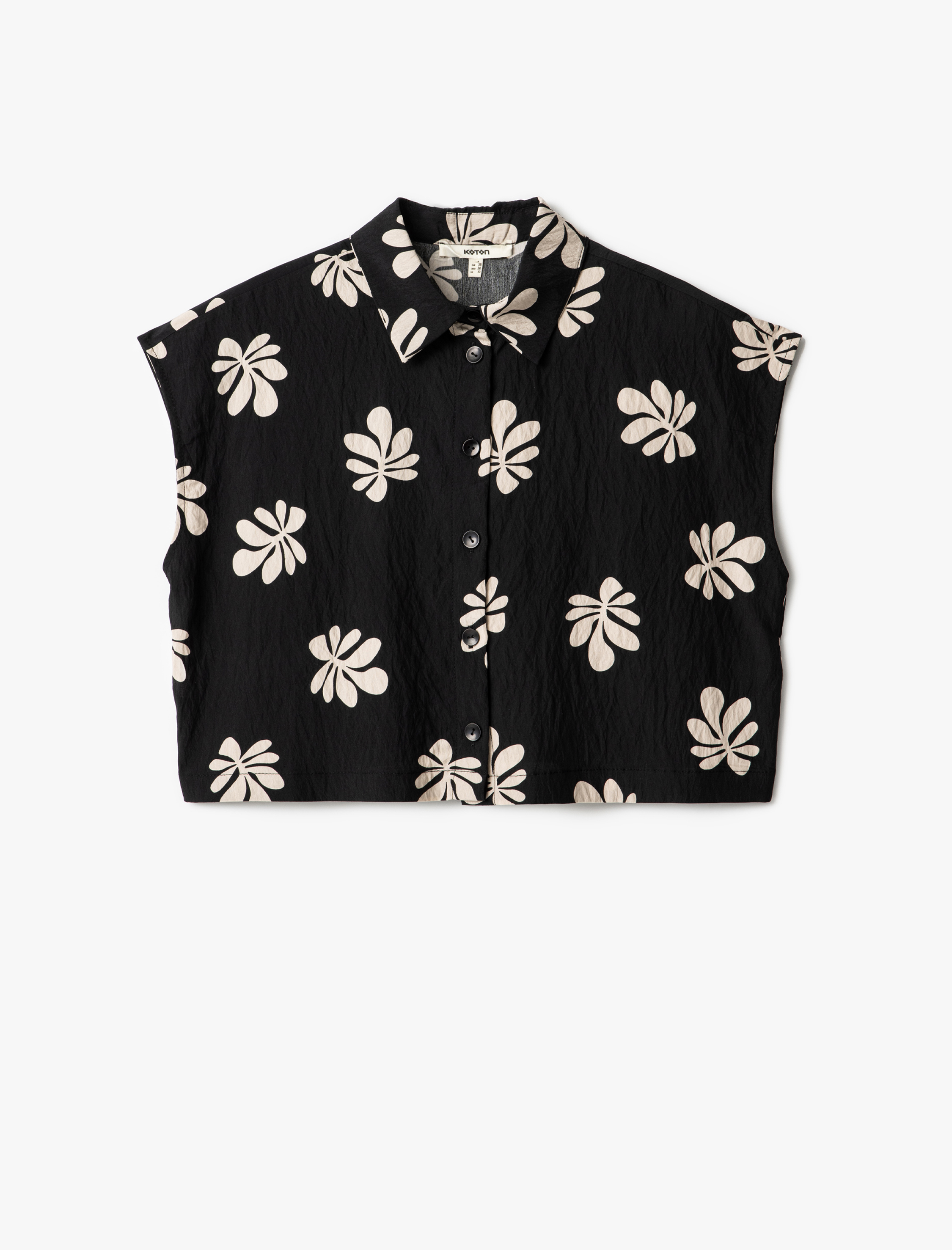   Rahat Kalıp Floral Desenli Kolsuz Viskon Gömlek