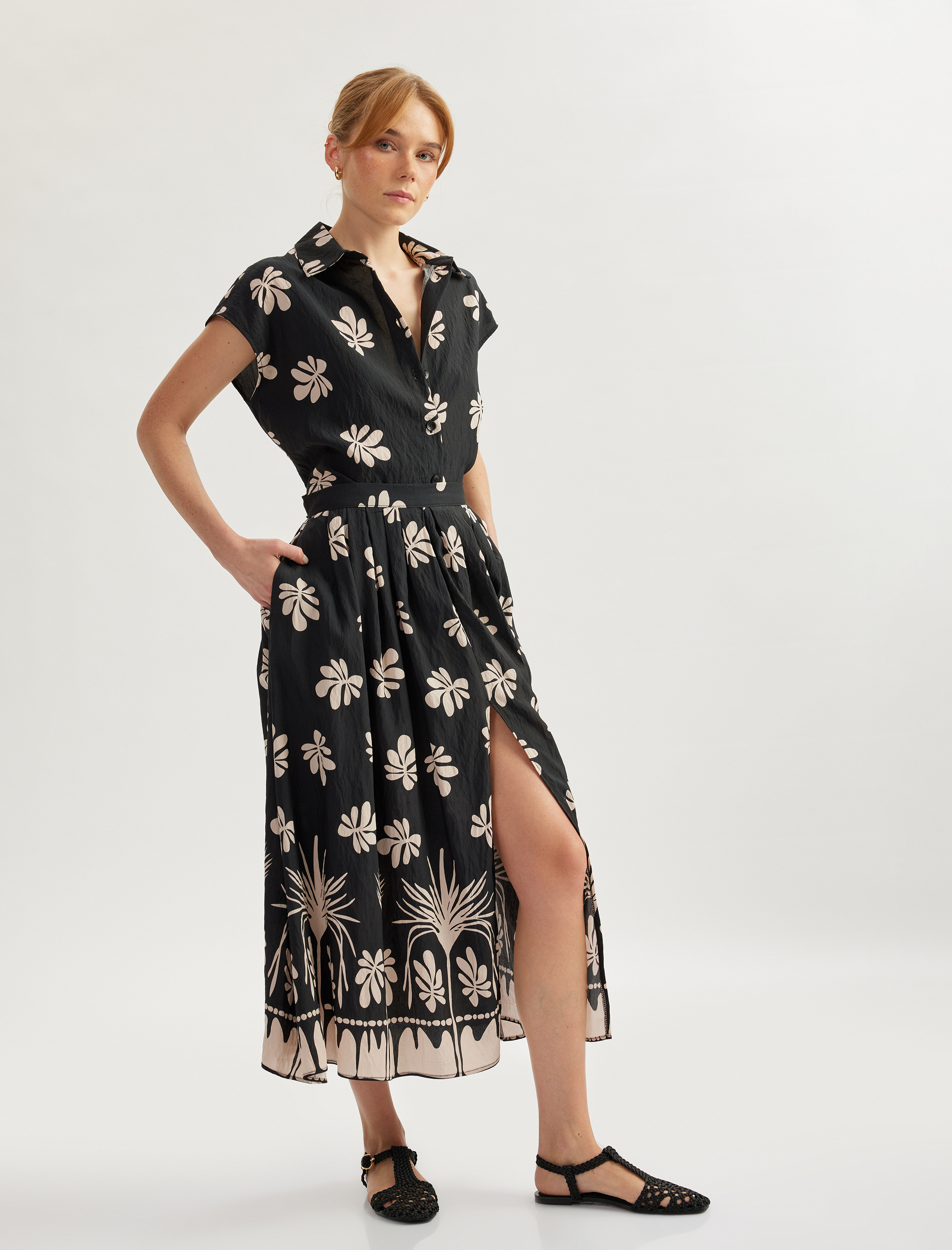   Standart Bel Midi Boy Çiçekli Viskon Kloş Çan Etek