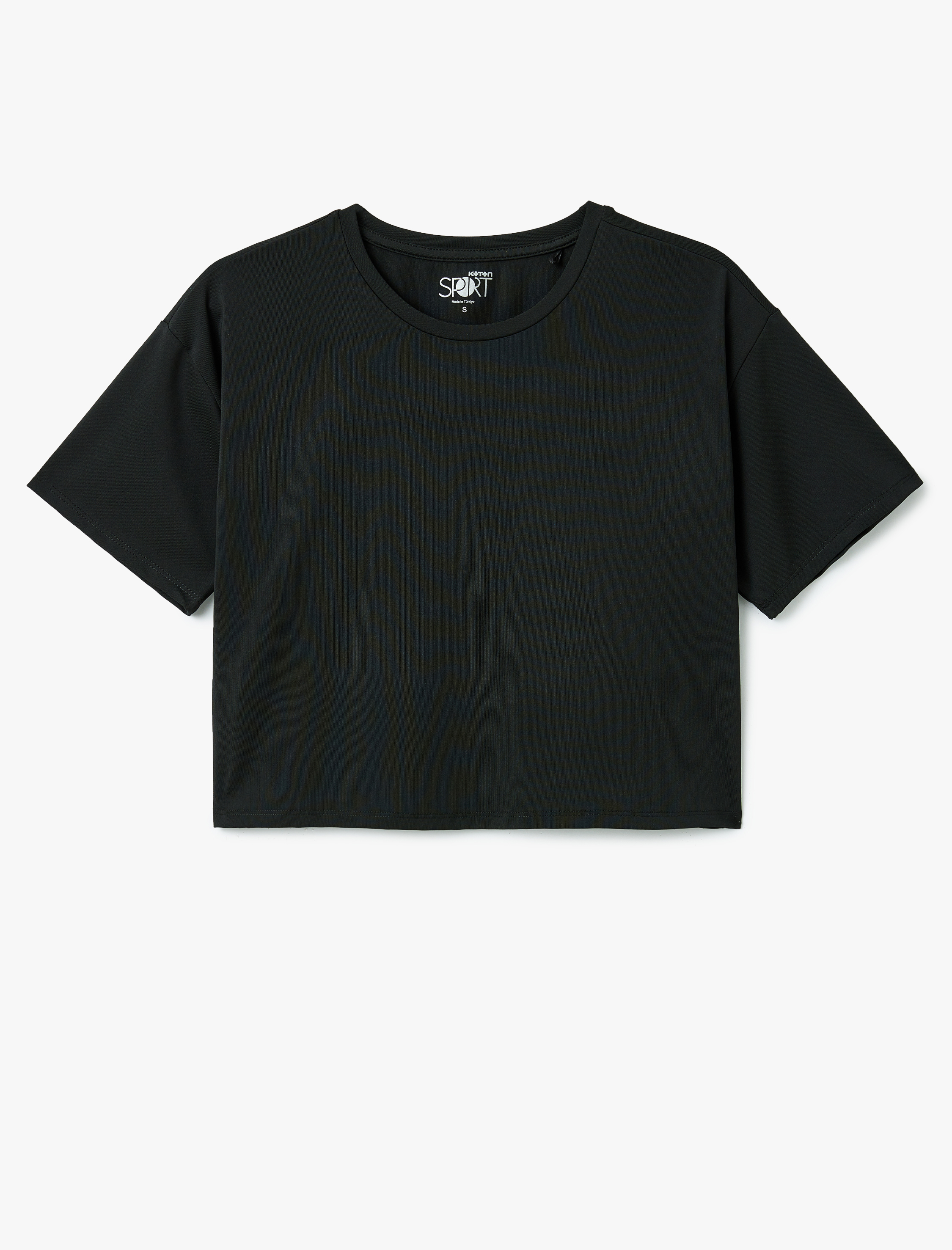   Kısa Kollu Bisiklet Yaka Rahat Kalıp Crop Spor Tişört