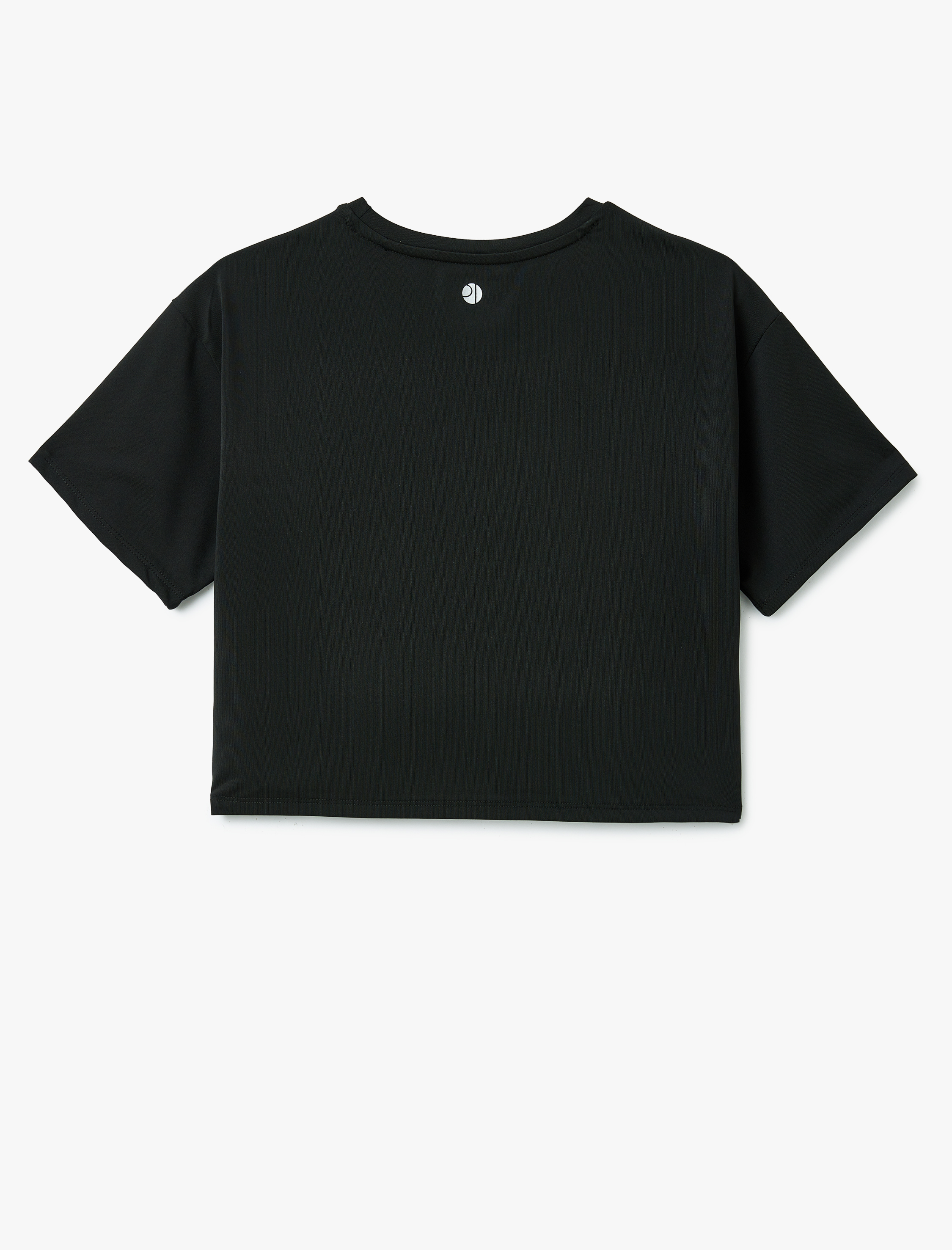   Kısa Kollu Bisiklet Yaka Rahat Kalıp Crop Spor Tişört