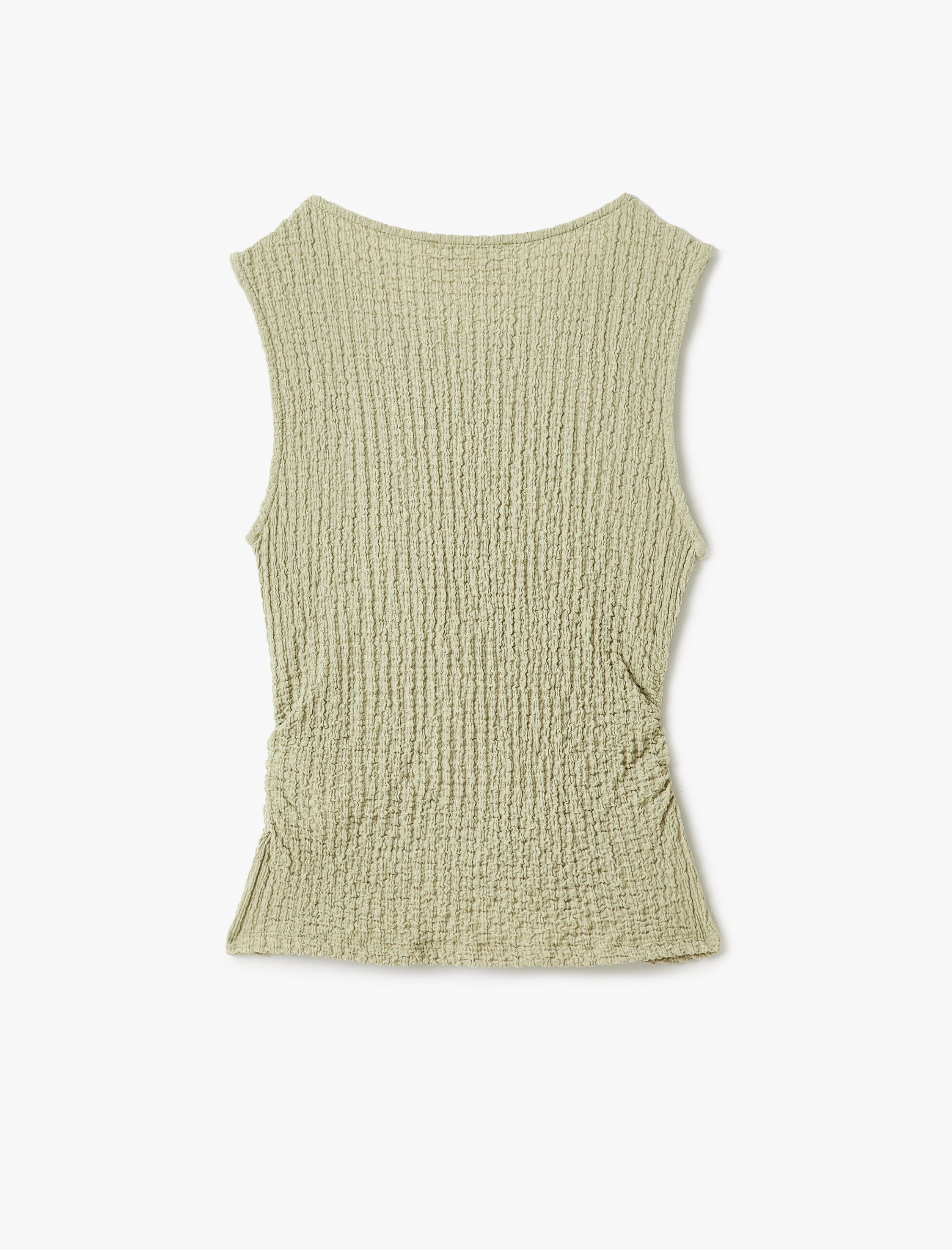 Dokulu Slim Fit Bisiklet Yaka Kolsuz Bluz