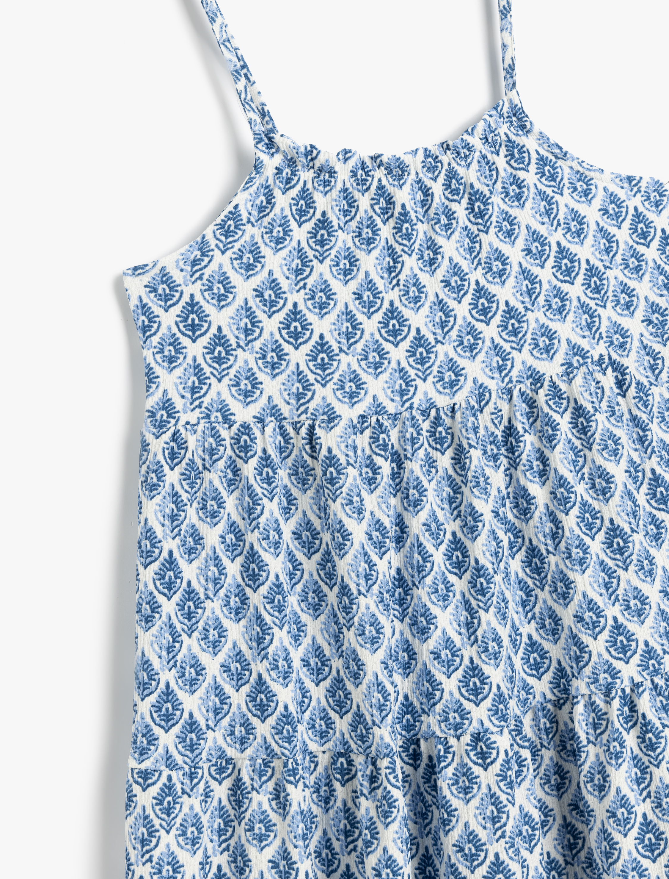  Kız Çocuk İnce Askılı Etnik Desenli Mini Elbise