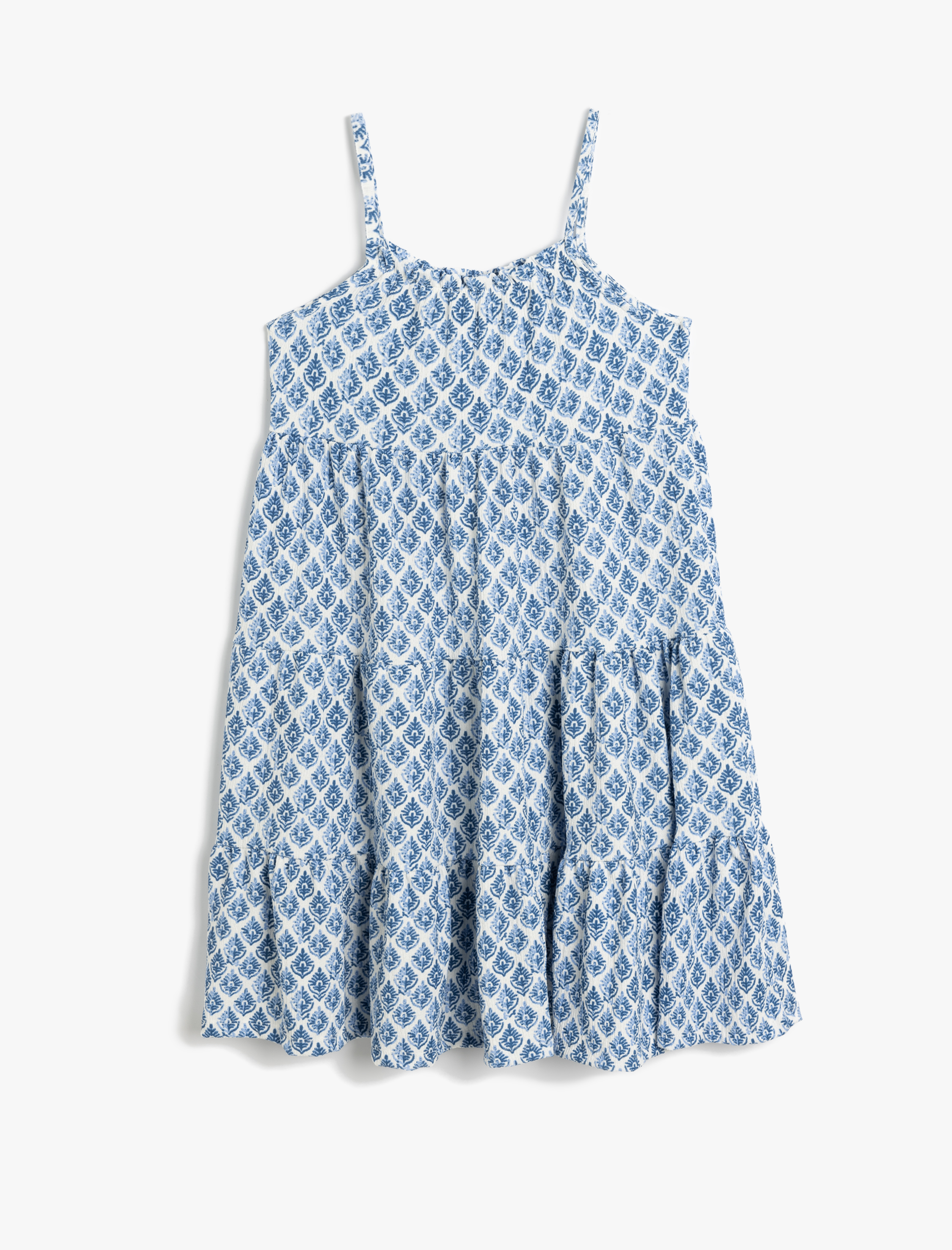  Kız Çocuk İnce Askılı Etnik Desenli Mini Elbise