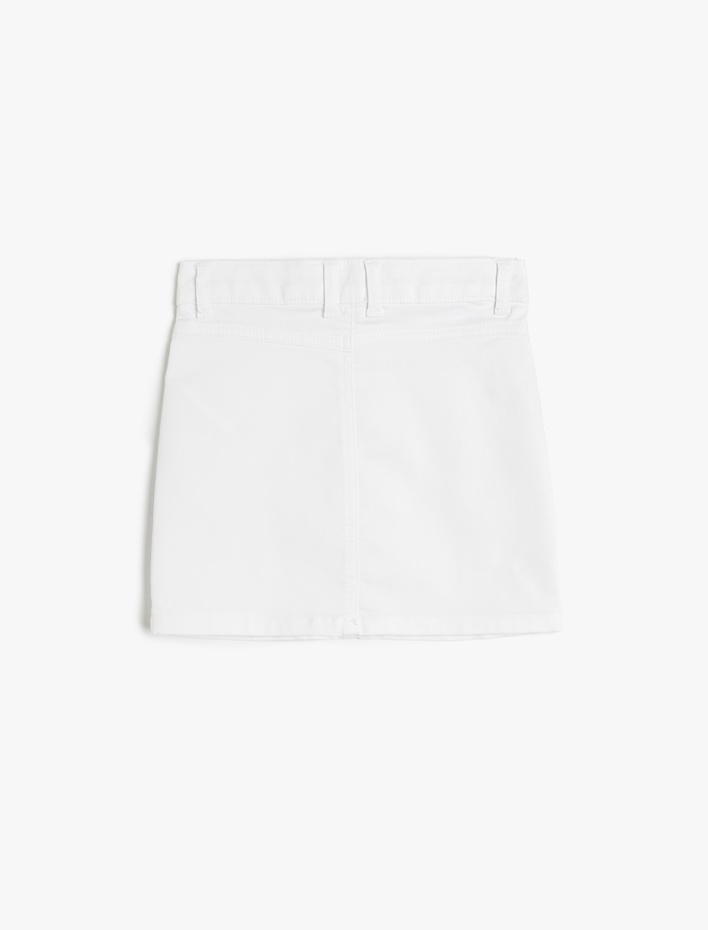 Kız Çocuk Düğme ve Fermuar Detaylı Cepli Basic Etek