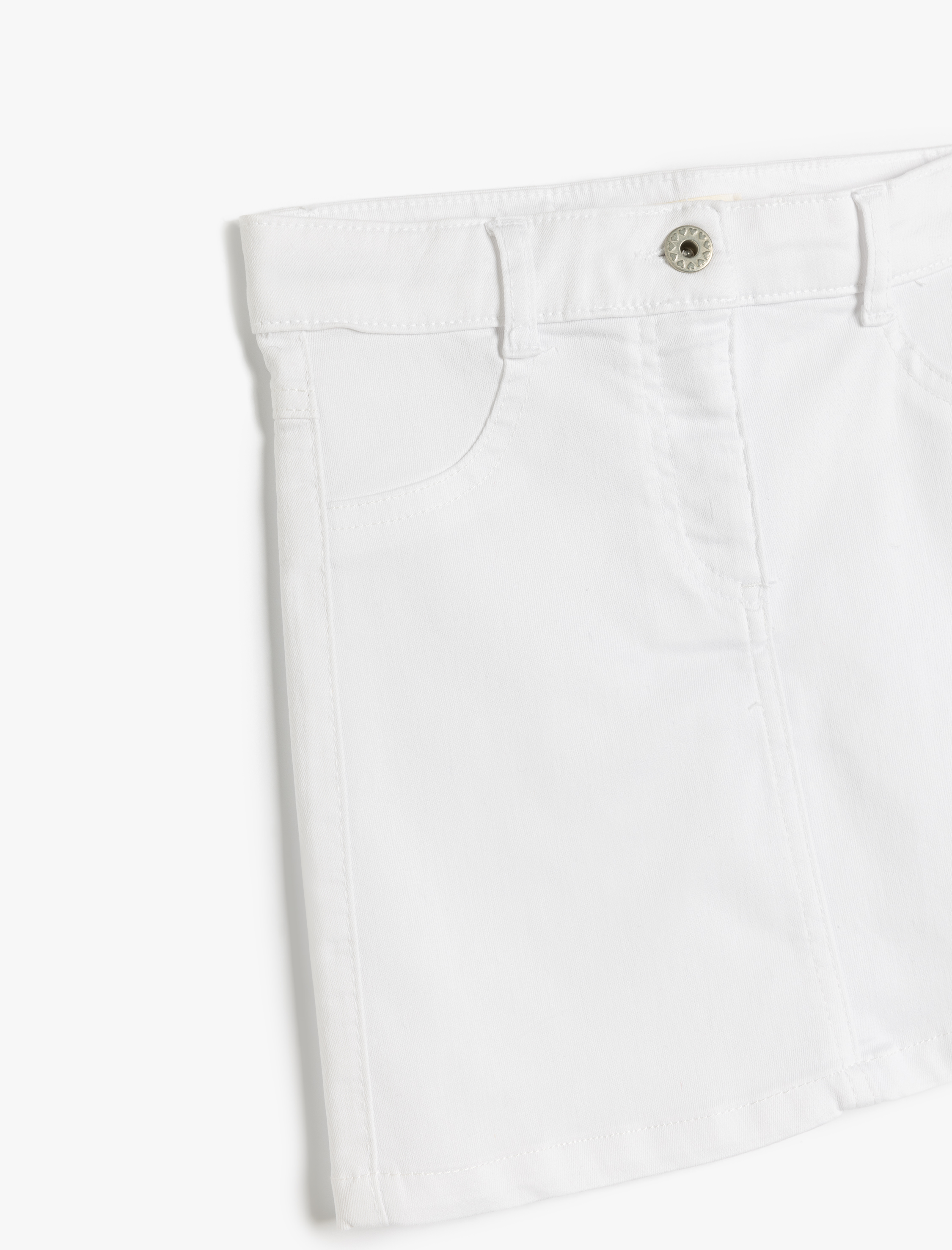 Kız Çocuk Düğme ve Fermuar Detaylı Cepli Basic Etek