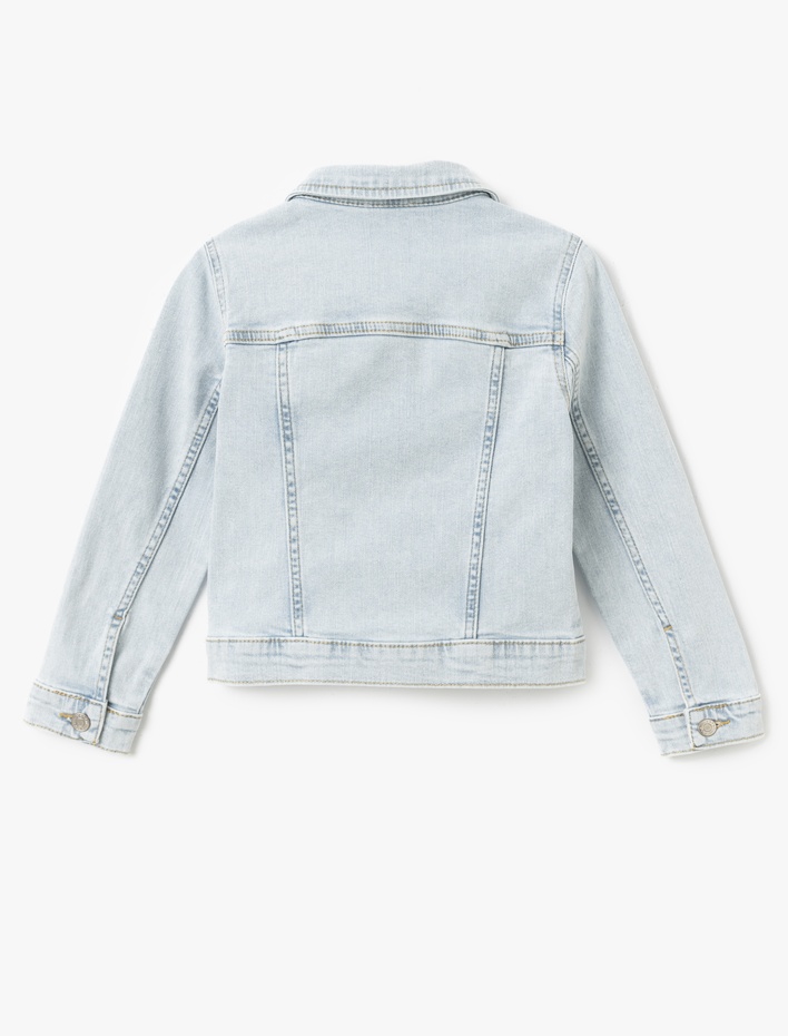 Kız Çocuk Pamuklu Uzun Kollu Düğmeli Denim Ceket