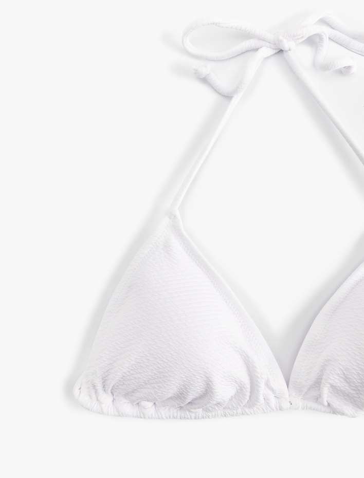  Dokulu Üçgen Boyundan Bağlamalı İpli Bikini Üstü