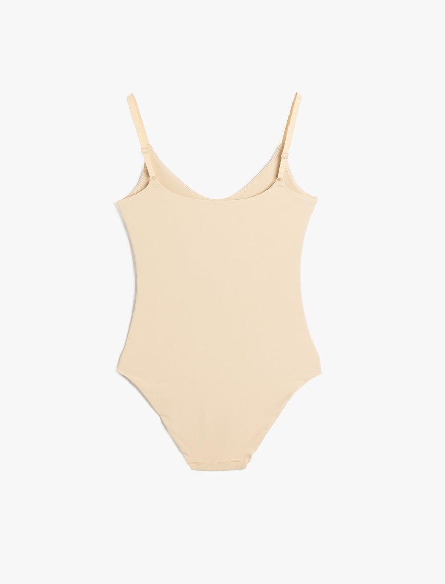   Vücudu Saran Nefes Alan Kumaş Rahat Kalıp İnce Askılı Çıtçıtlı Bodysuit
