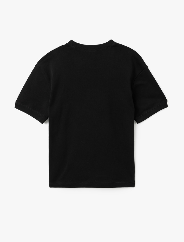  Kısa Kollu Bisiklet Yaka Pamuklu Tok Kumaş Basic Oversize Tişört